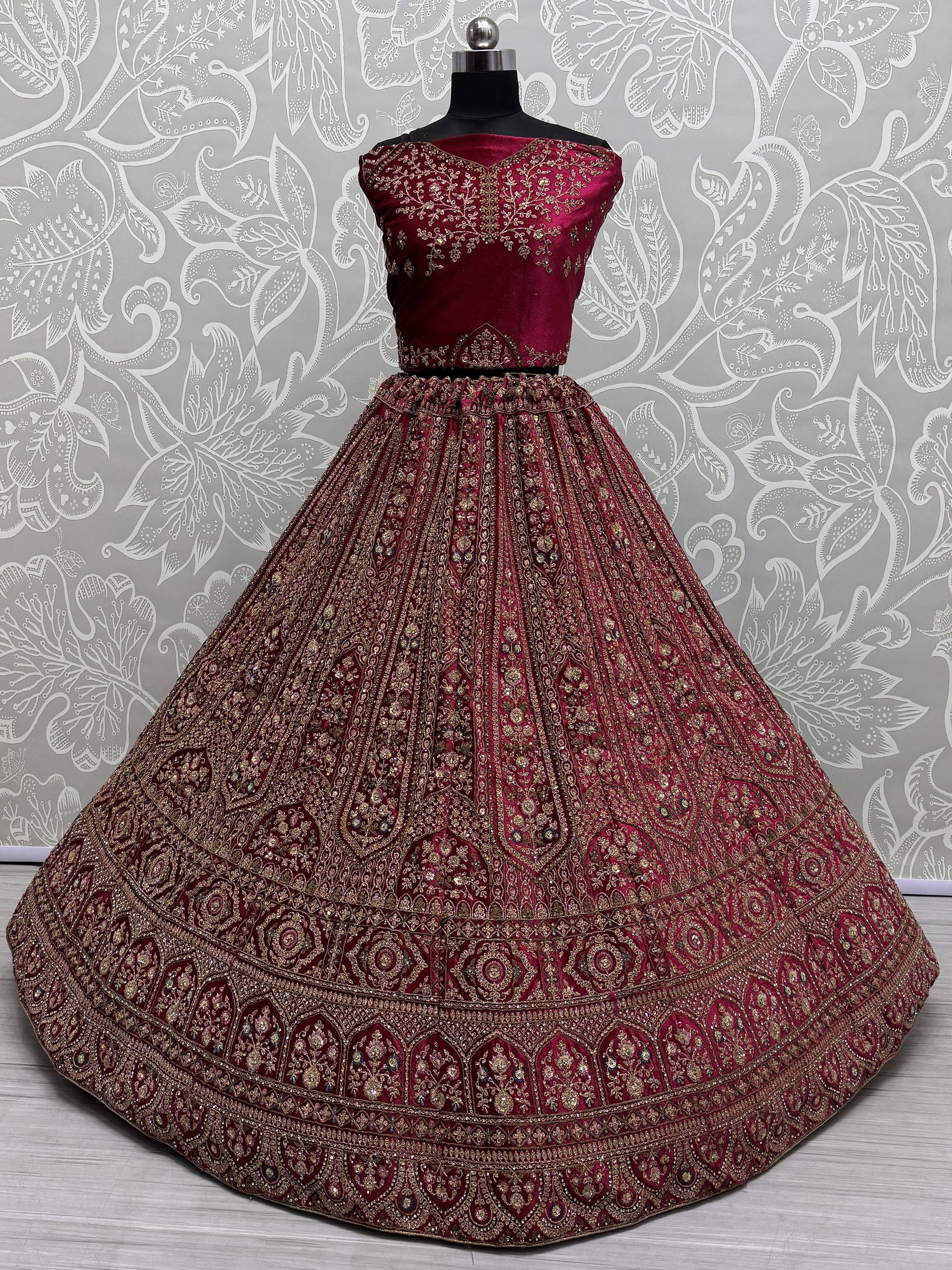 Beautiful Pink Thread Work Bridal Lehenga Choli With Double Dupatta