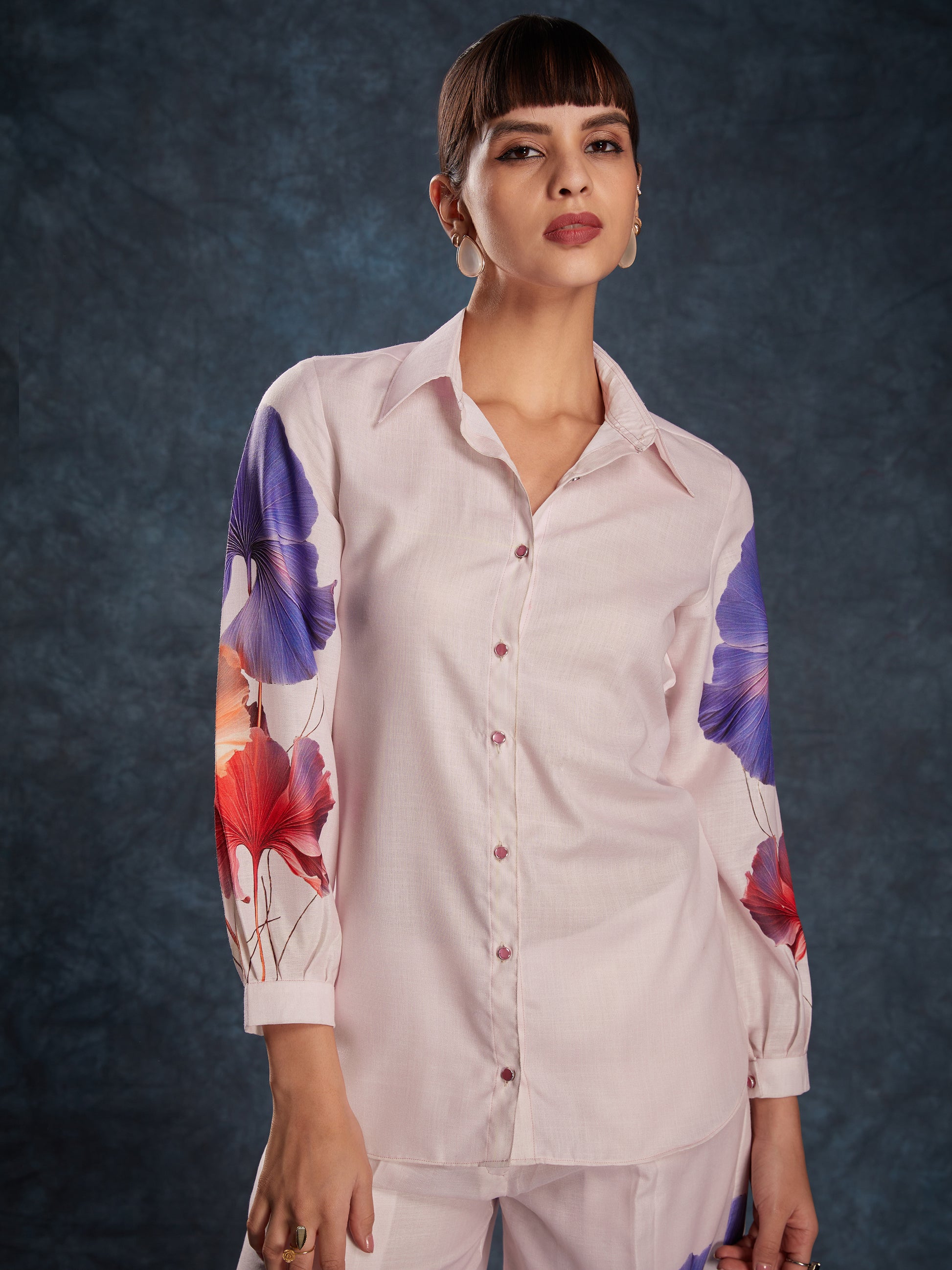 Fabulous Light Pink Digital Printed Linen Office Wear Co-Ord Set