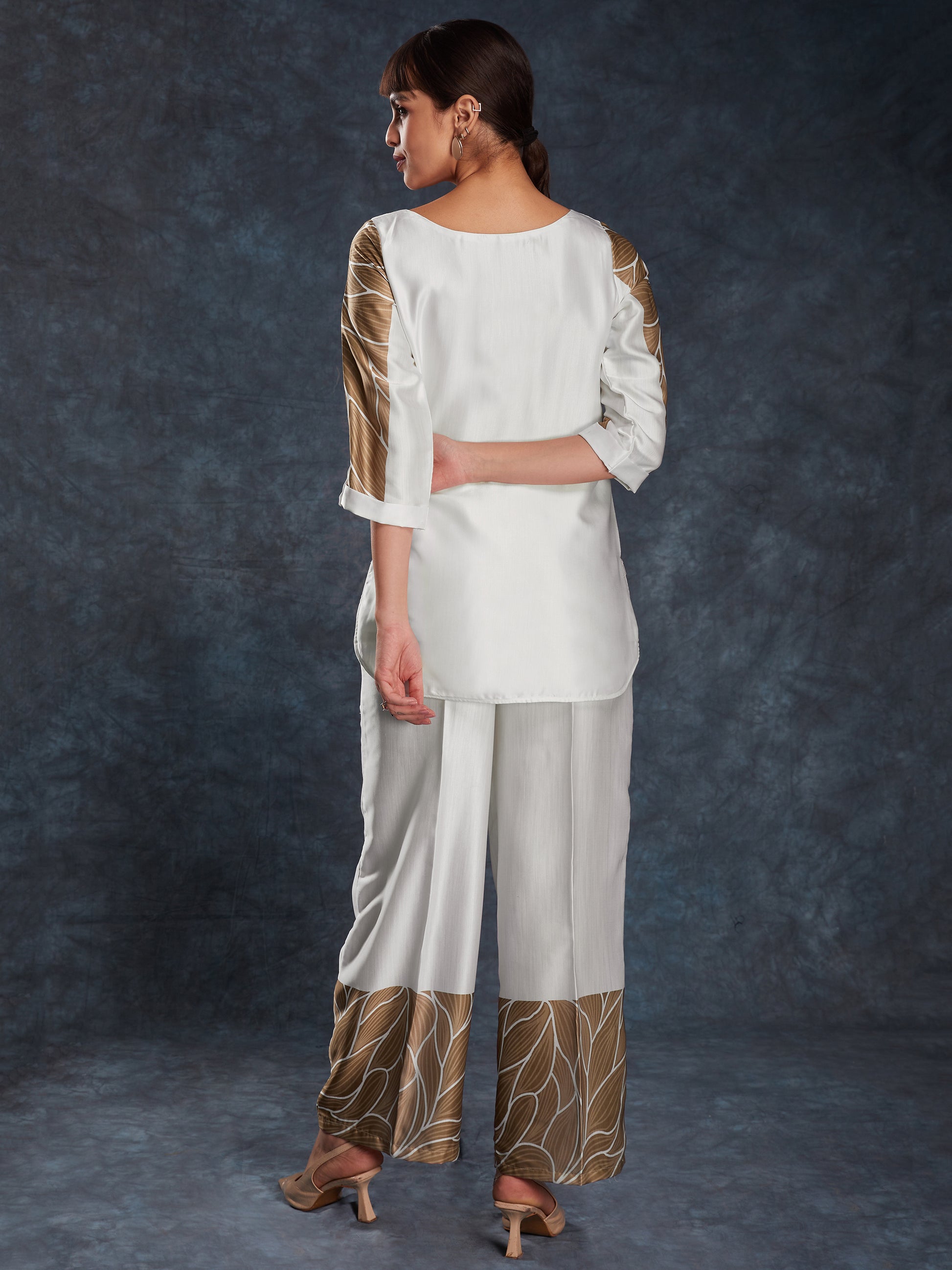 Bewitching White Digital Printed Linen Casual Wear Co-Ord Set