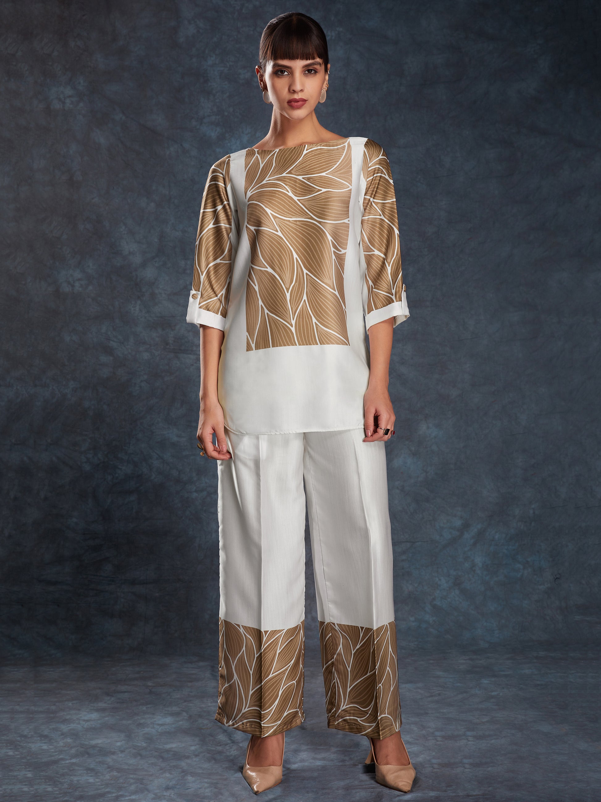 Bewitching White Digital Printed Linen Casual Wear Co-Ord Set