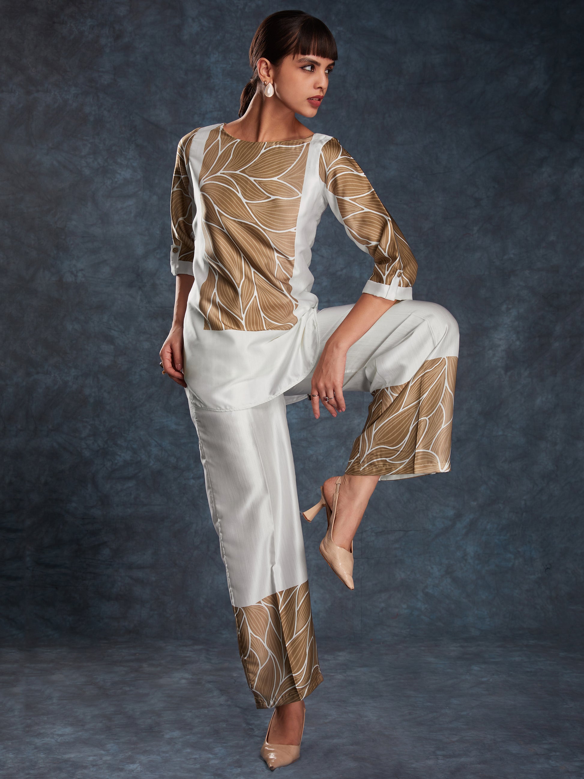 Bewitching White Digital Printed Linen Casual Wear Co-Ord Set
