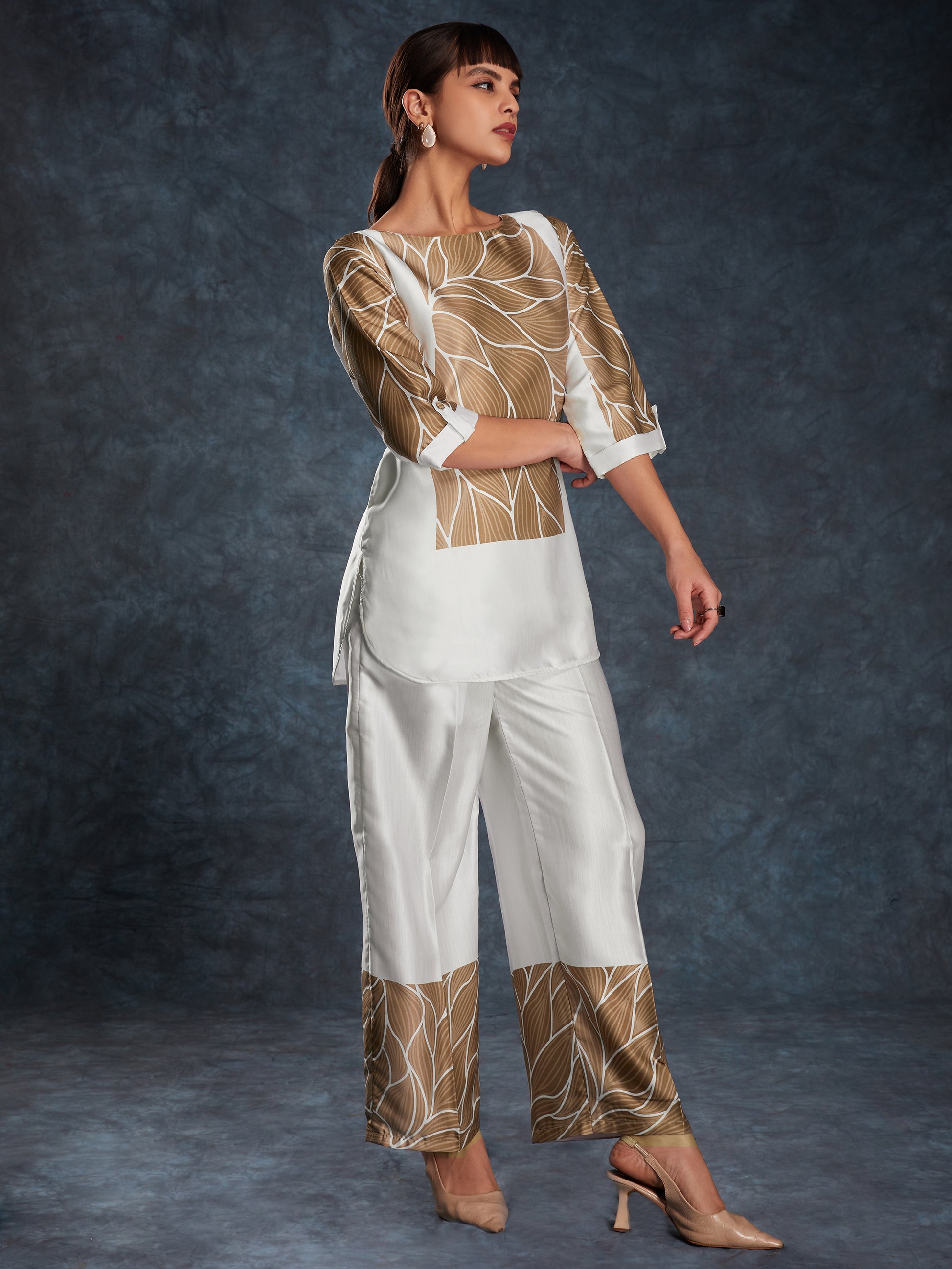 Bewitching White Digital Printed Linen Casual Wear Co-Ord Set