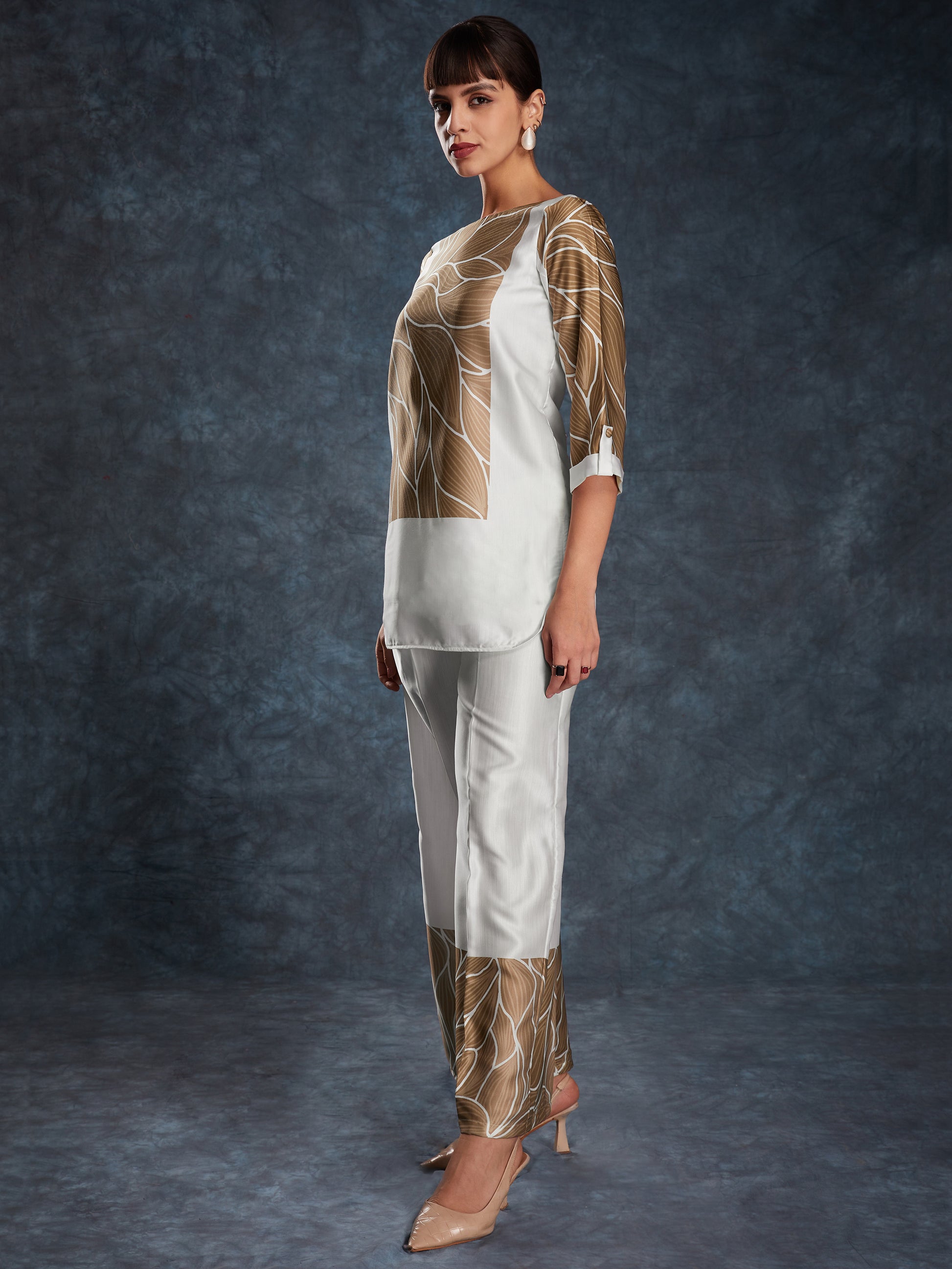 Bewitching White Digital Printed Linen Casual Wear Co-Ord Set