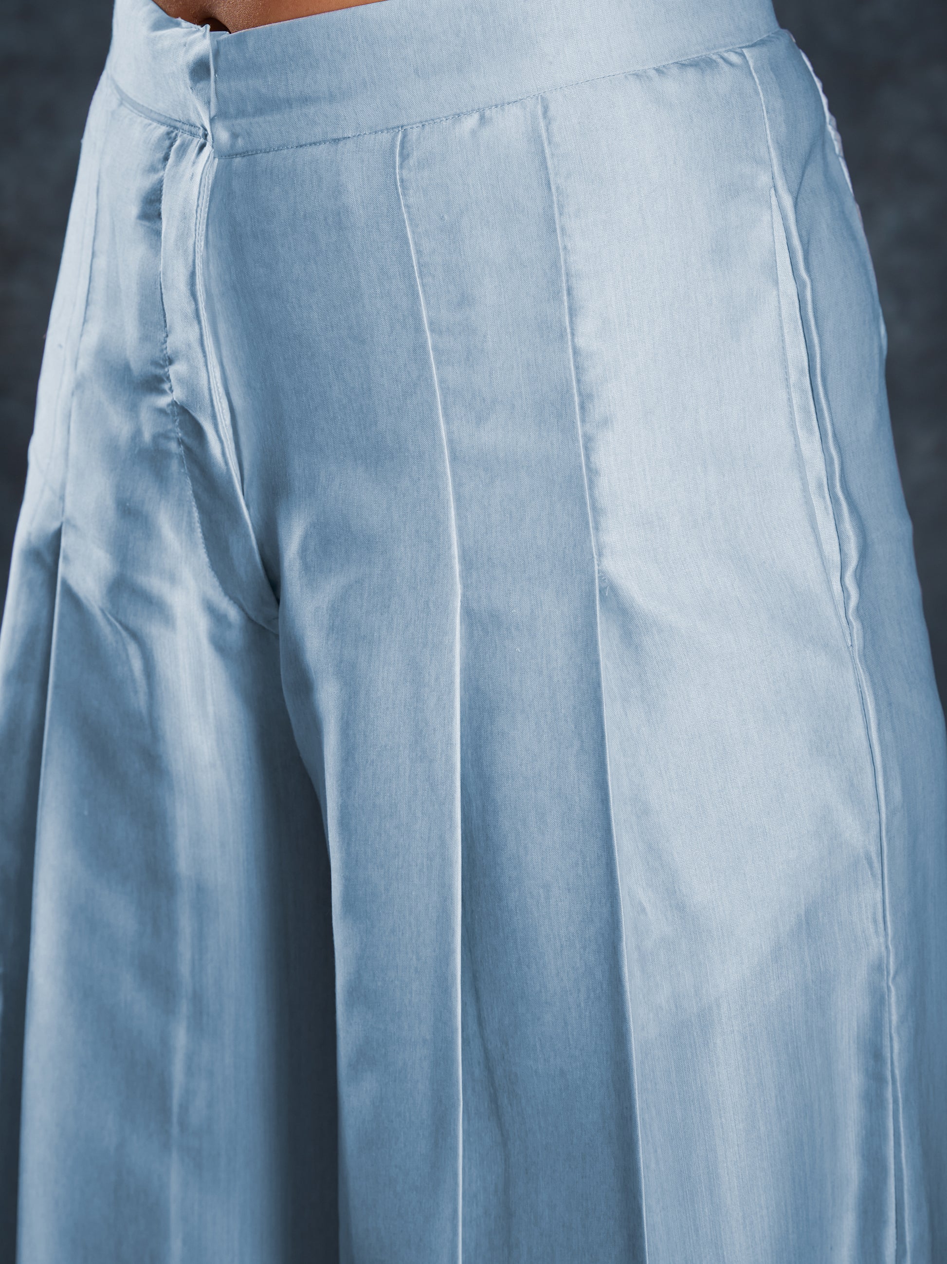 Awesome Sky Blue Digital Printed Linen Western Wear Co-Ord Set