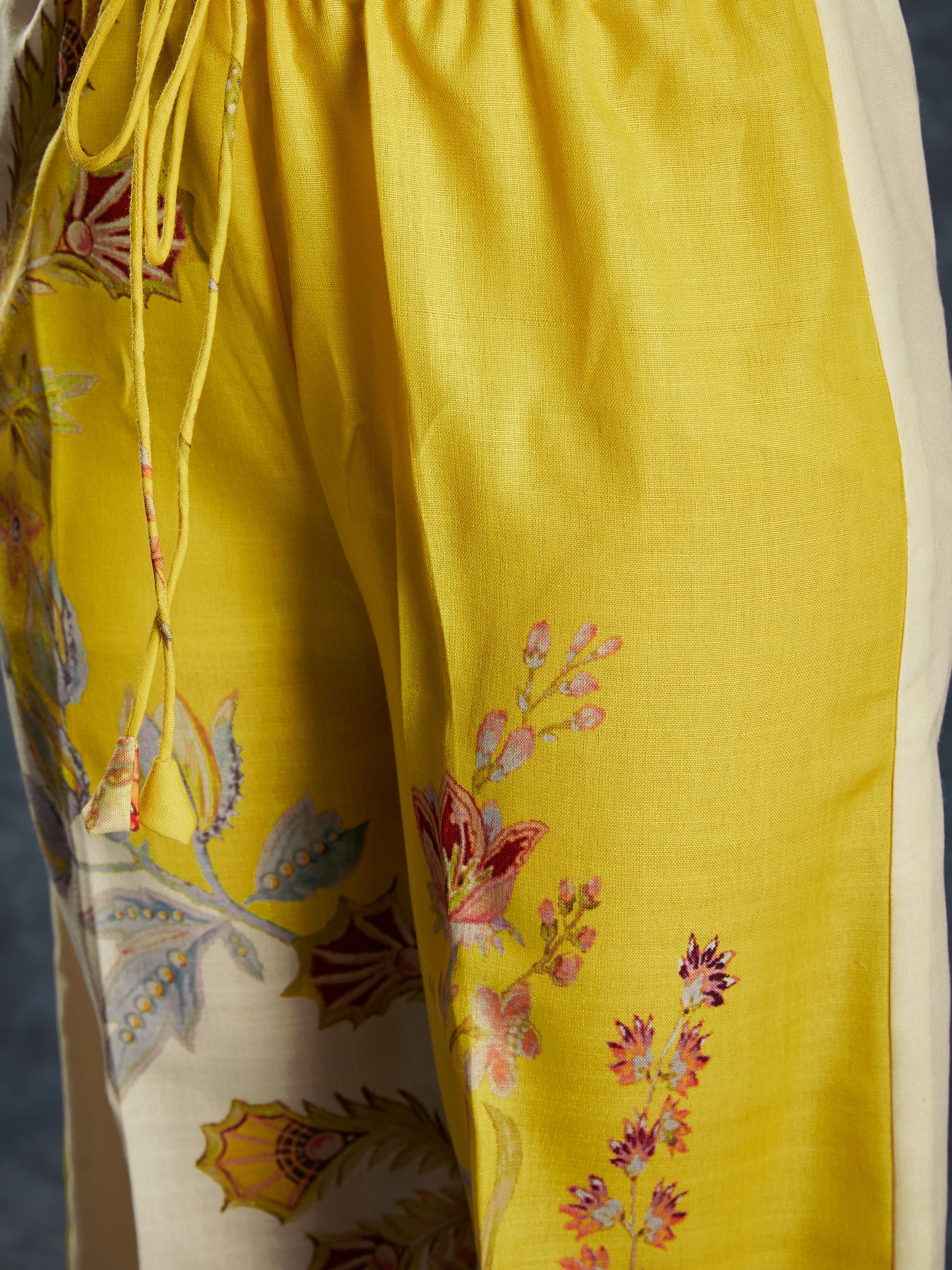 Gorgeous Yellow Floral Printed Linen Office Wear Co-Ord Set