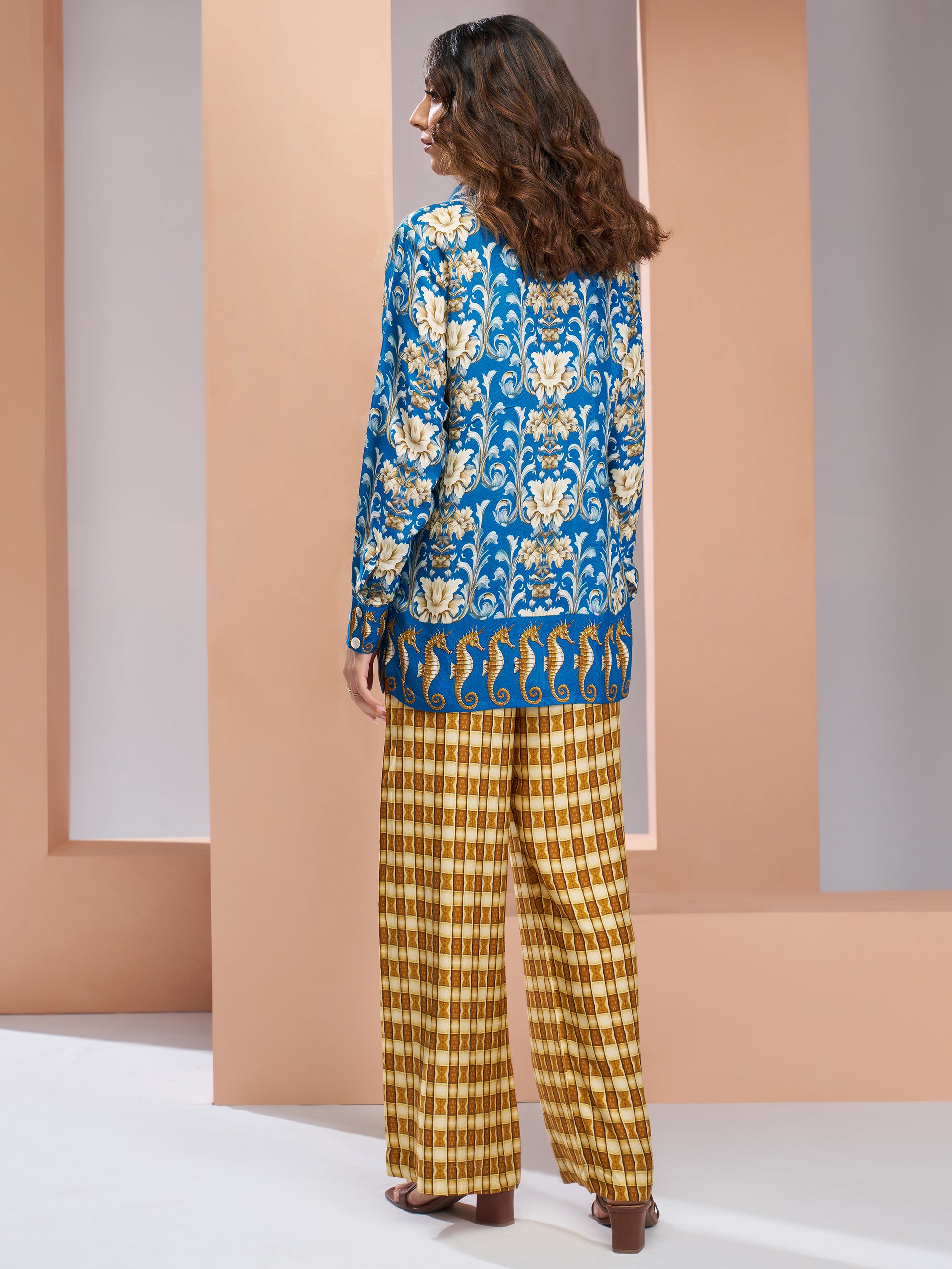 Awesome Royal Blue Printed Muslin Silk Casual Wear Co-Ord Set