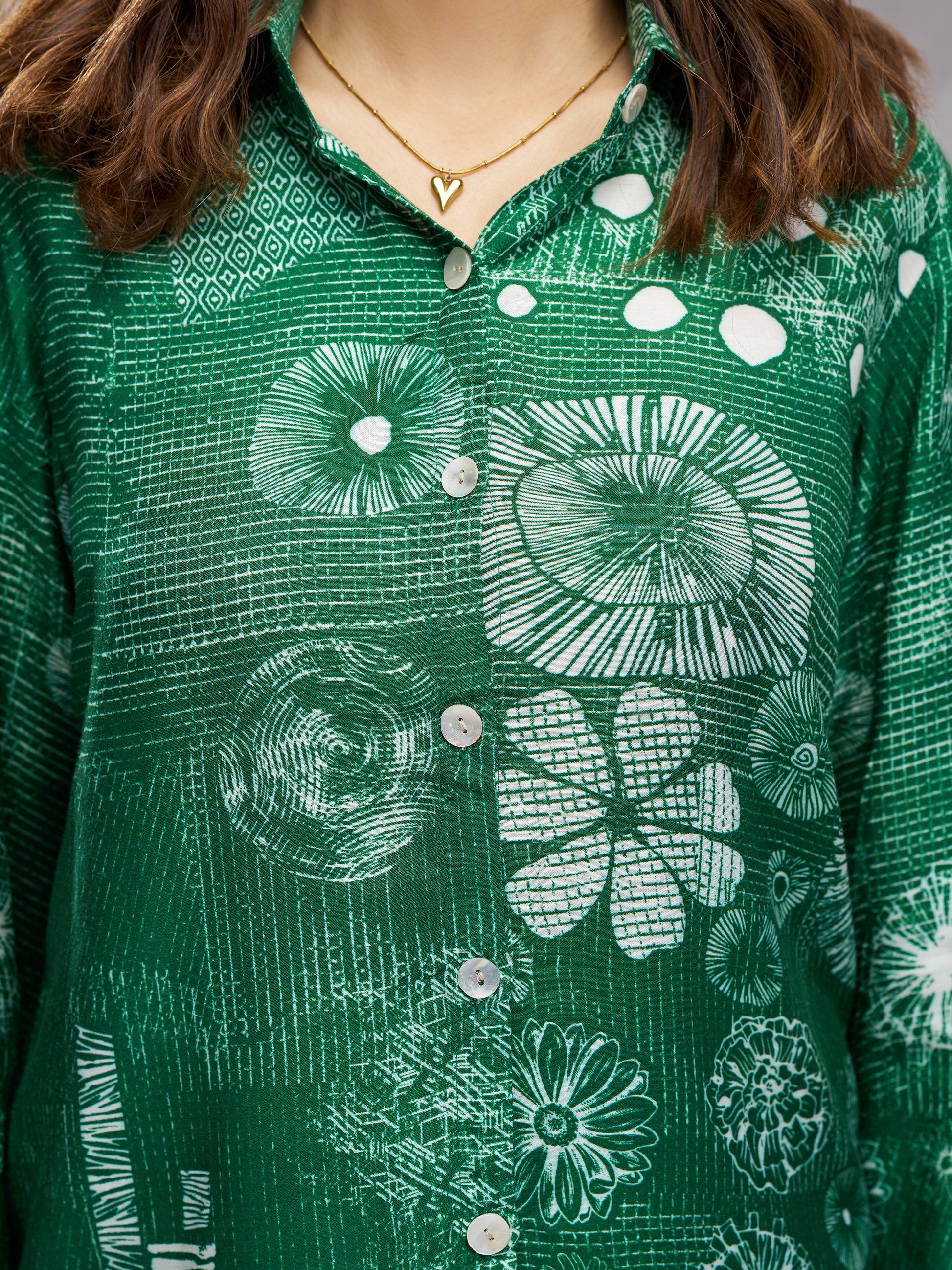 Marvelous Green Printed Muslin Silk Office Wear Co-Ord Set