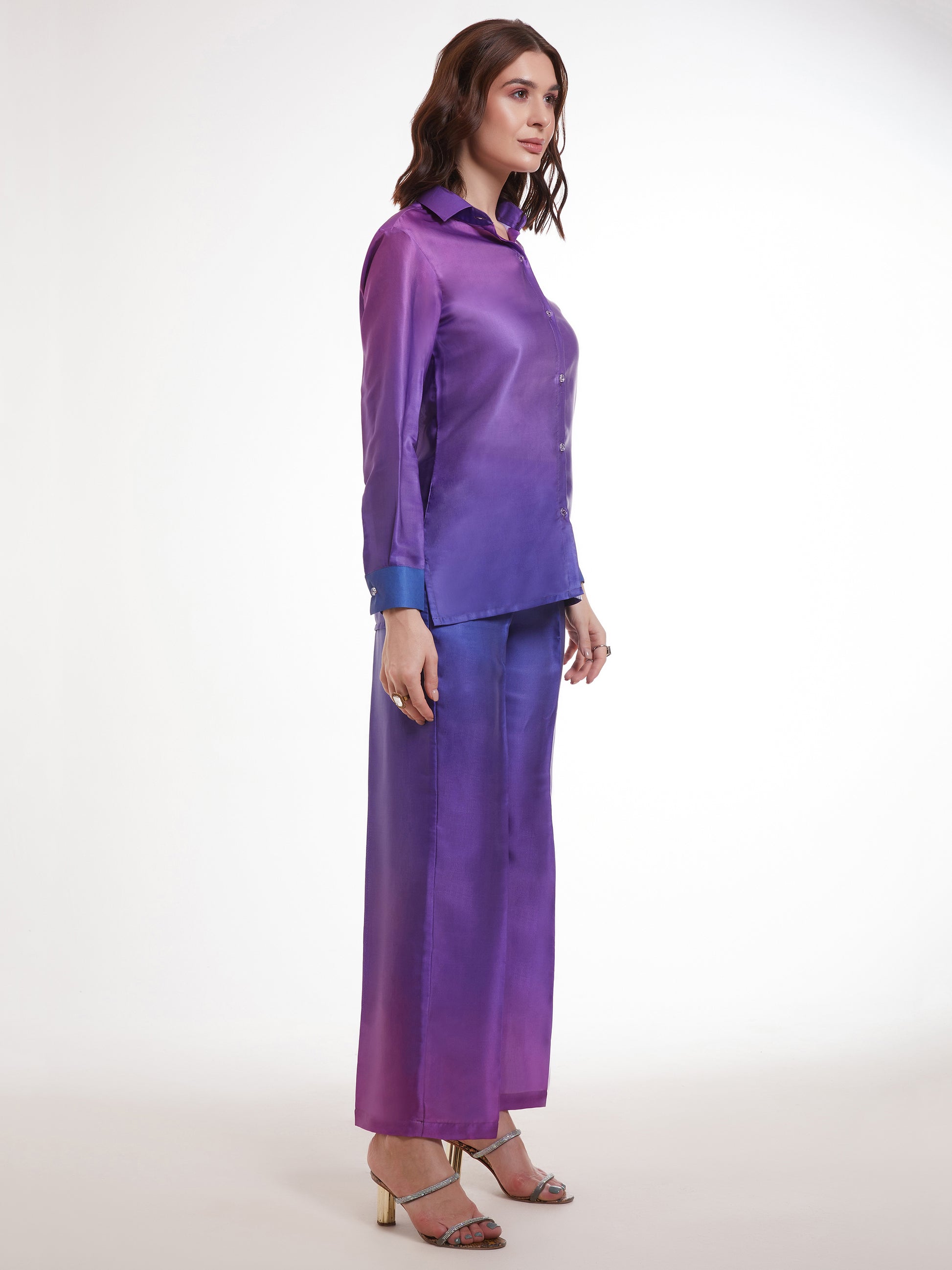 Incredible Ombre Purple Satin Party Wear Co-Ord Set