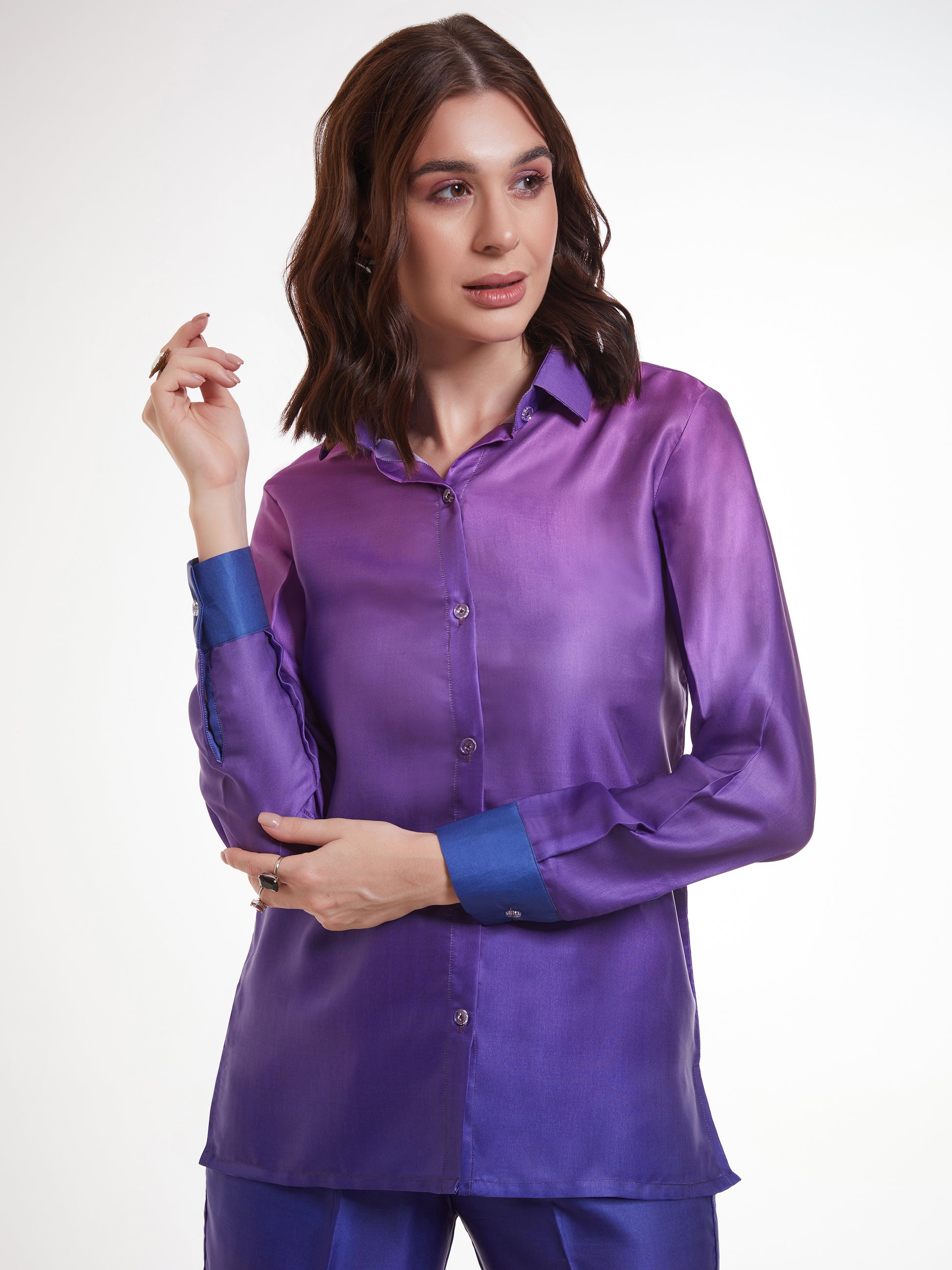 Incredible Ombre Purple Satin Party Wear Co-Ord Set