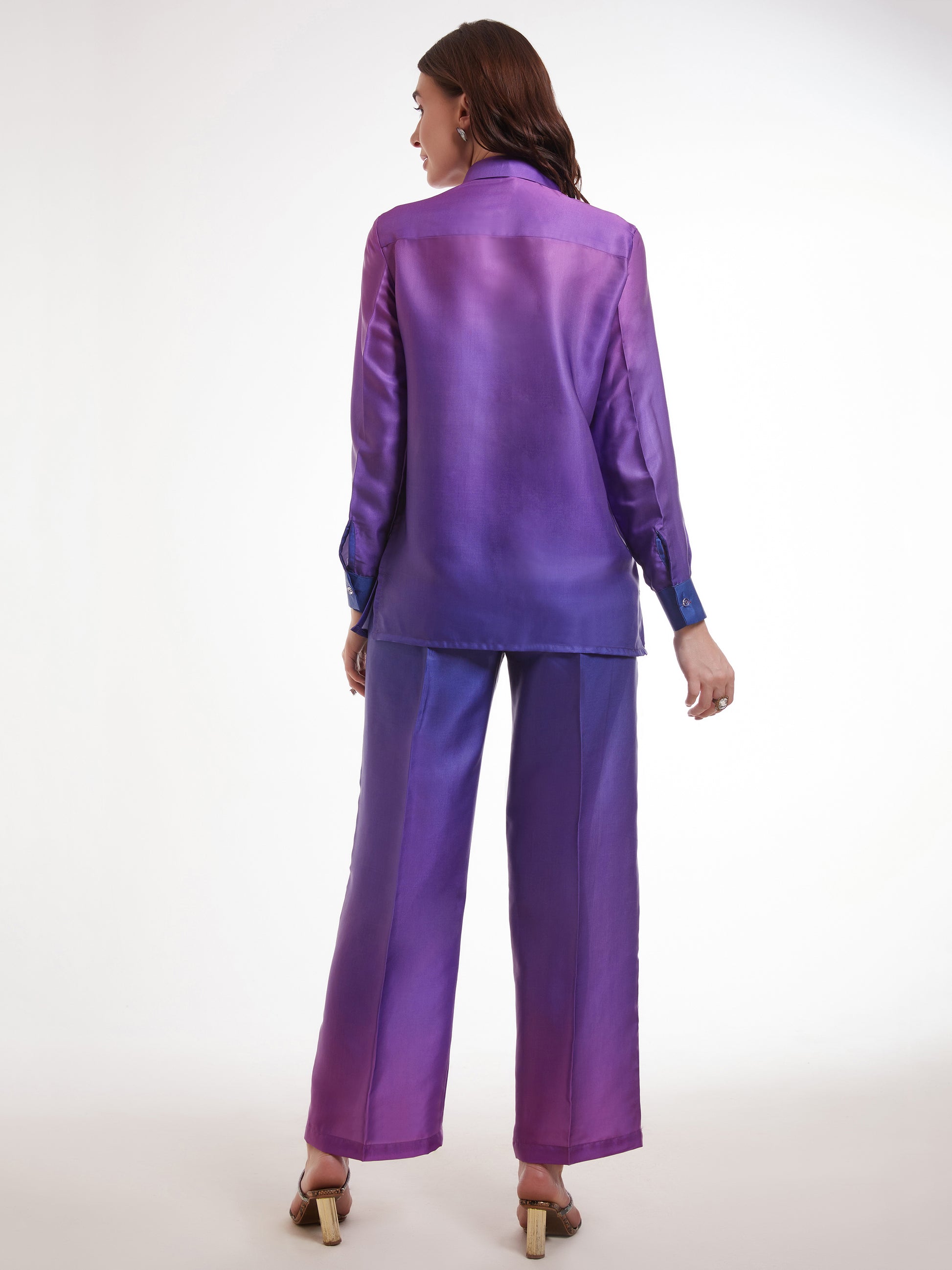 Incredible Ombre Purple Satin Party Wear Co-Ord Set