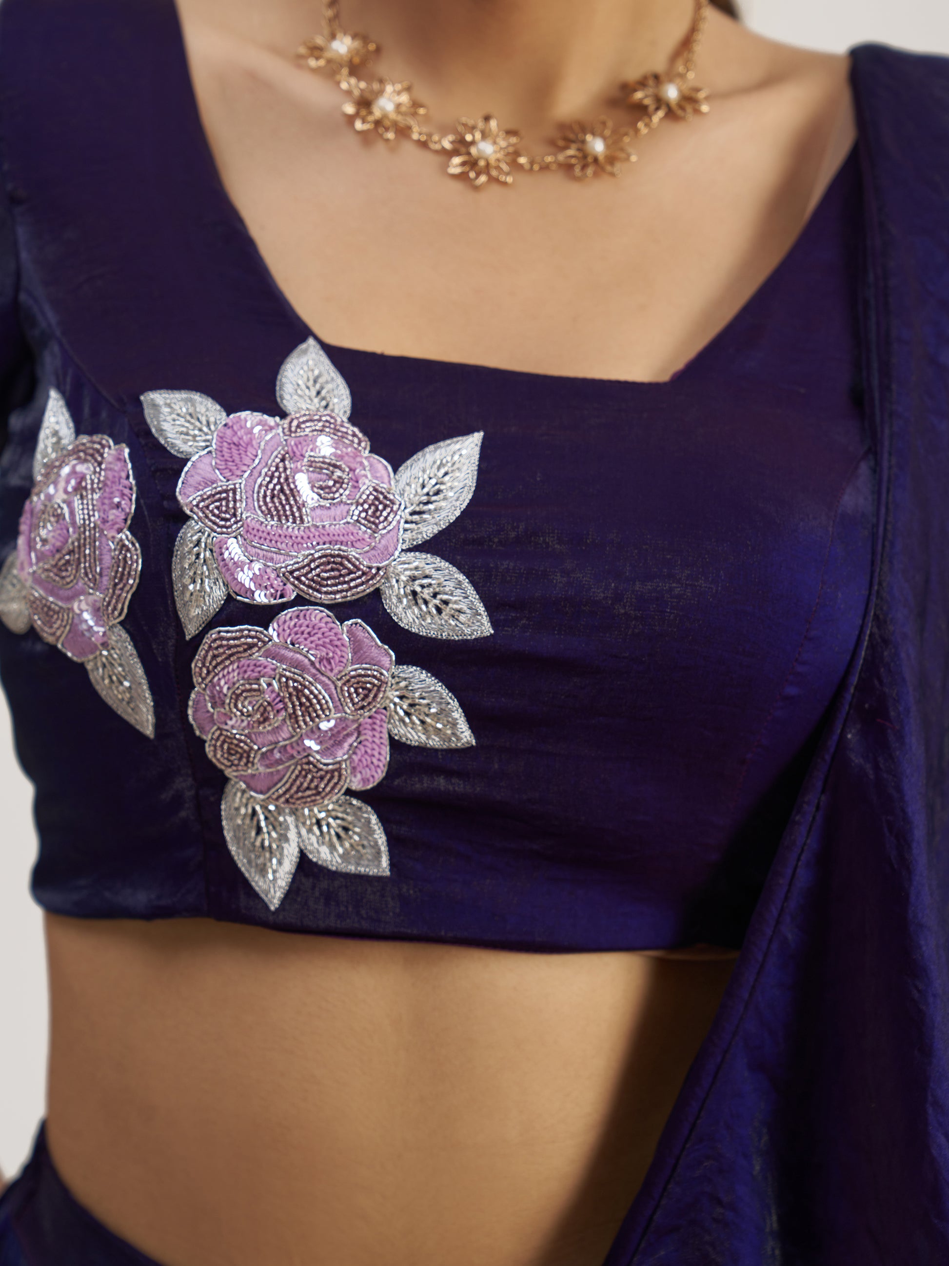 Glamorous Wine Ruffle Organza Pre-Stitched Saree With Hand Work Blouse