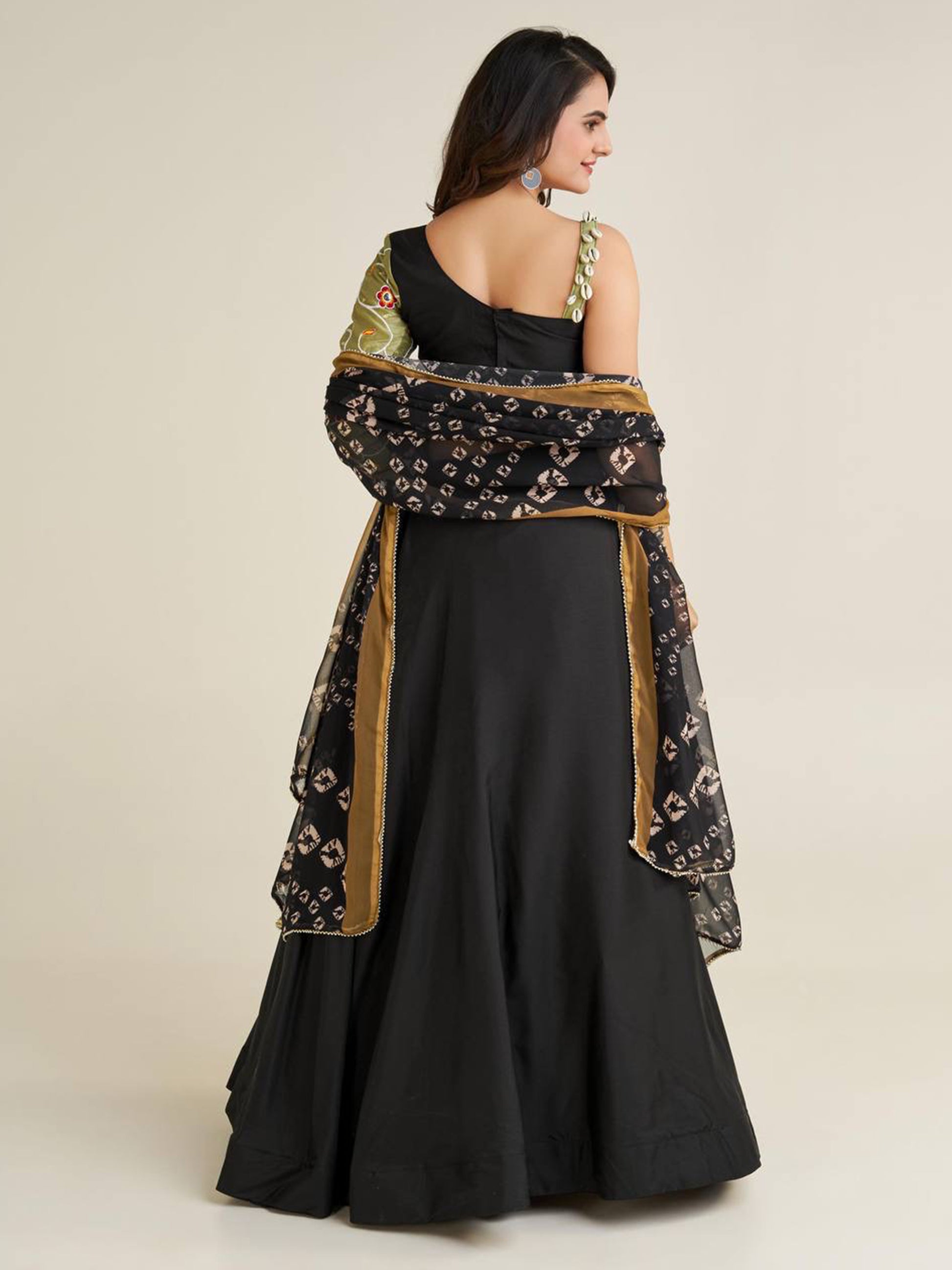 Adorable Black Printed Rayon Navratri Lehenga Choli With Dupatta