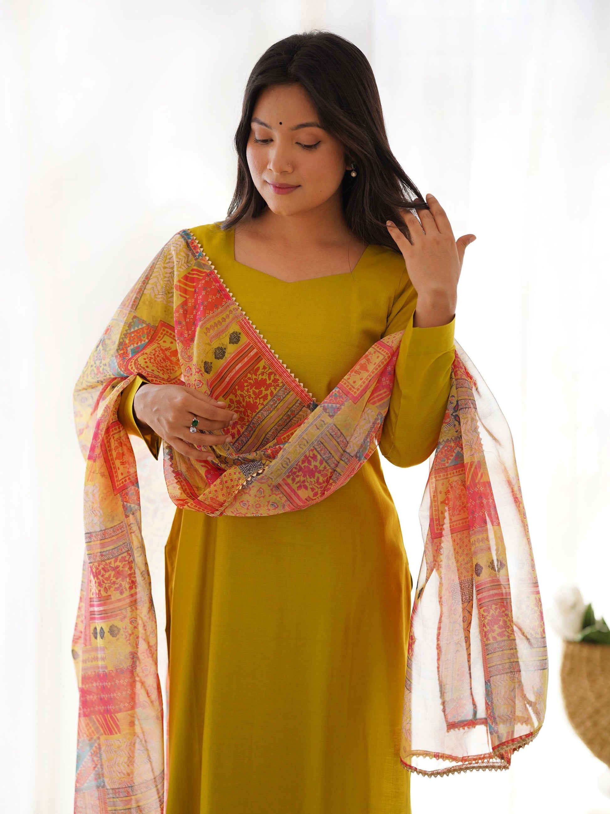 Marvelous Mustard Yellow Cotton Event Wear Straight Kurta With Pant