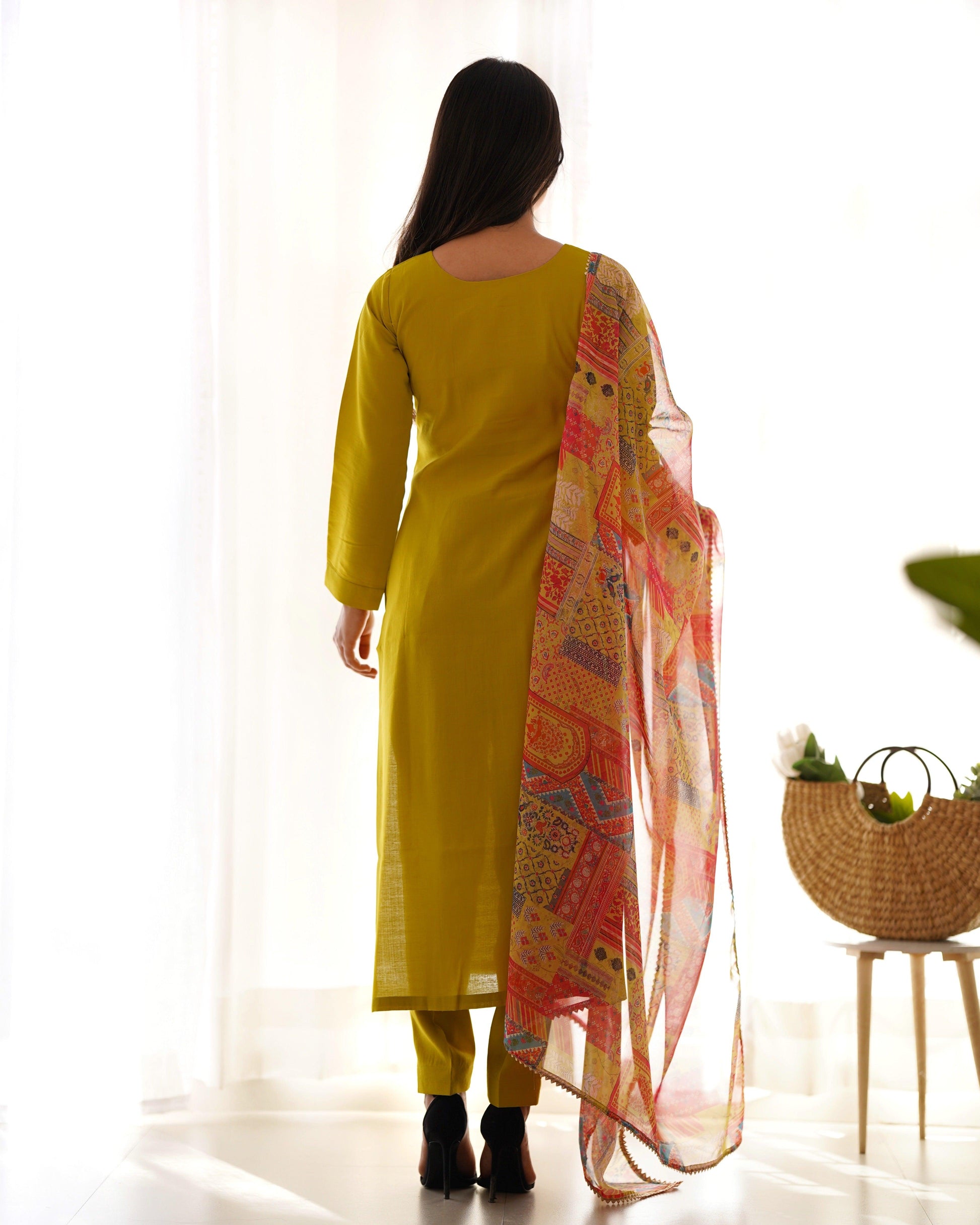 Marvelous Mustard Yellow Cotton Event Wear Straight Kurta With Pant