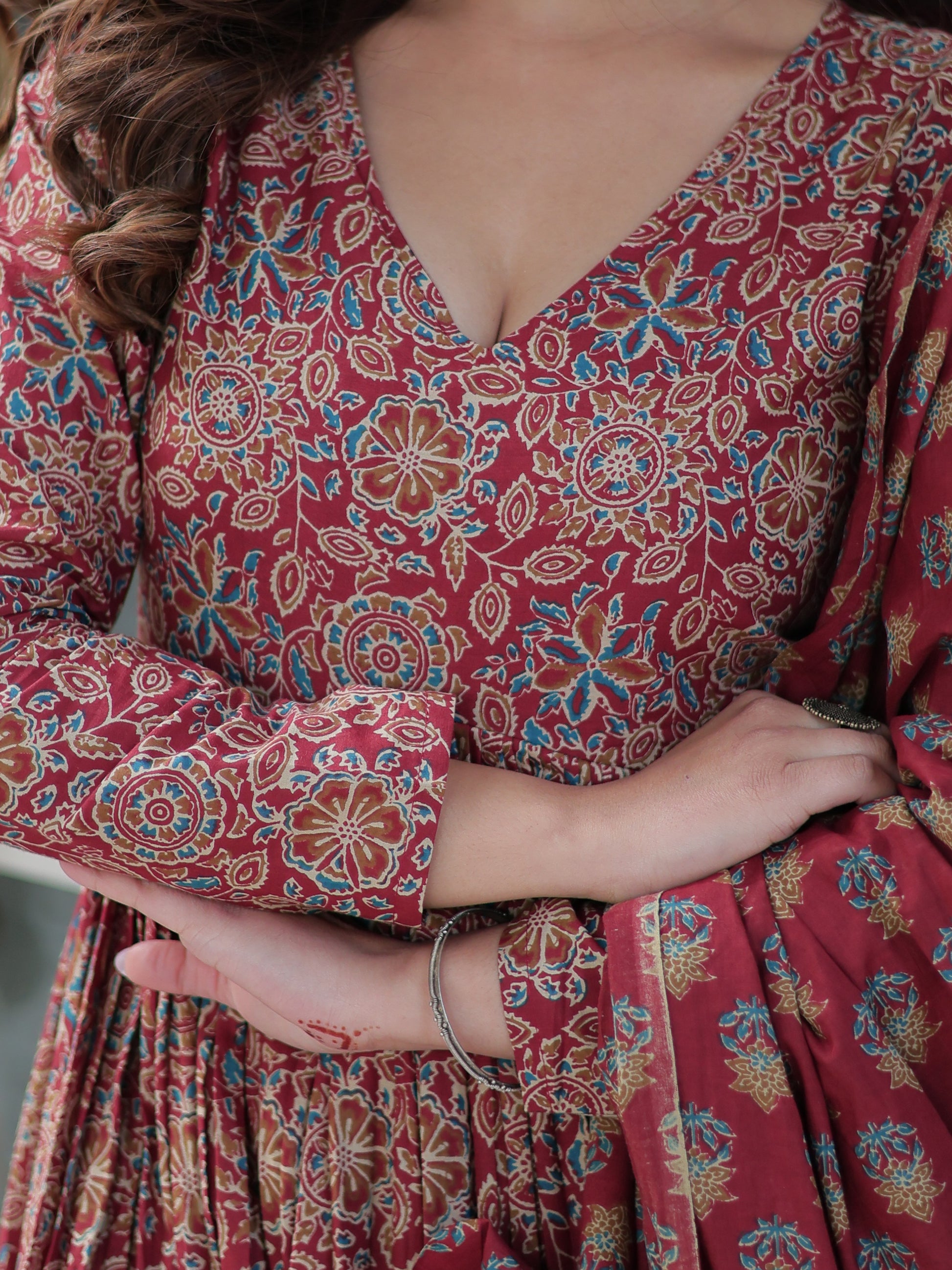 Enchanting Maroon Digital Printed Cotton Festival Wear Anarkali Suit