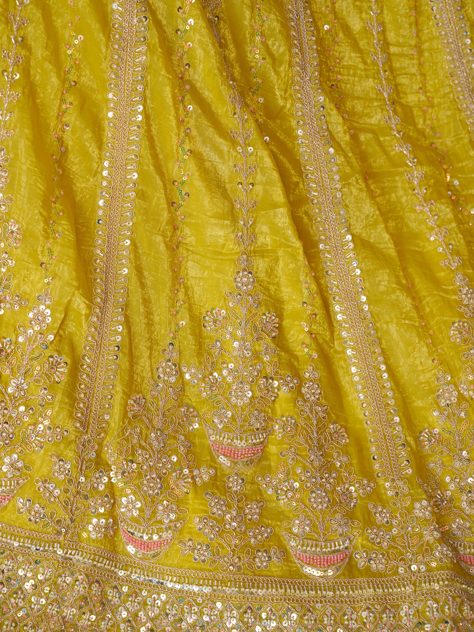 Tantalizing Yellow Sequins Silk Festival Wear Lehenga Choli With Dupatta