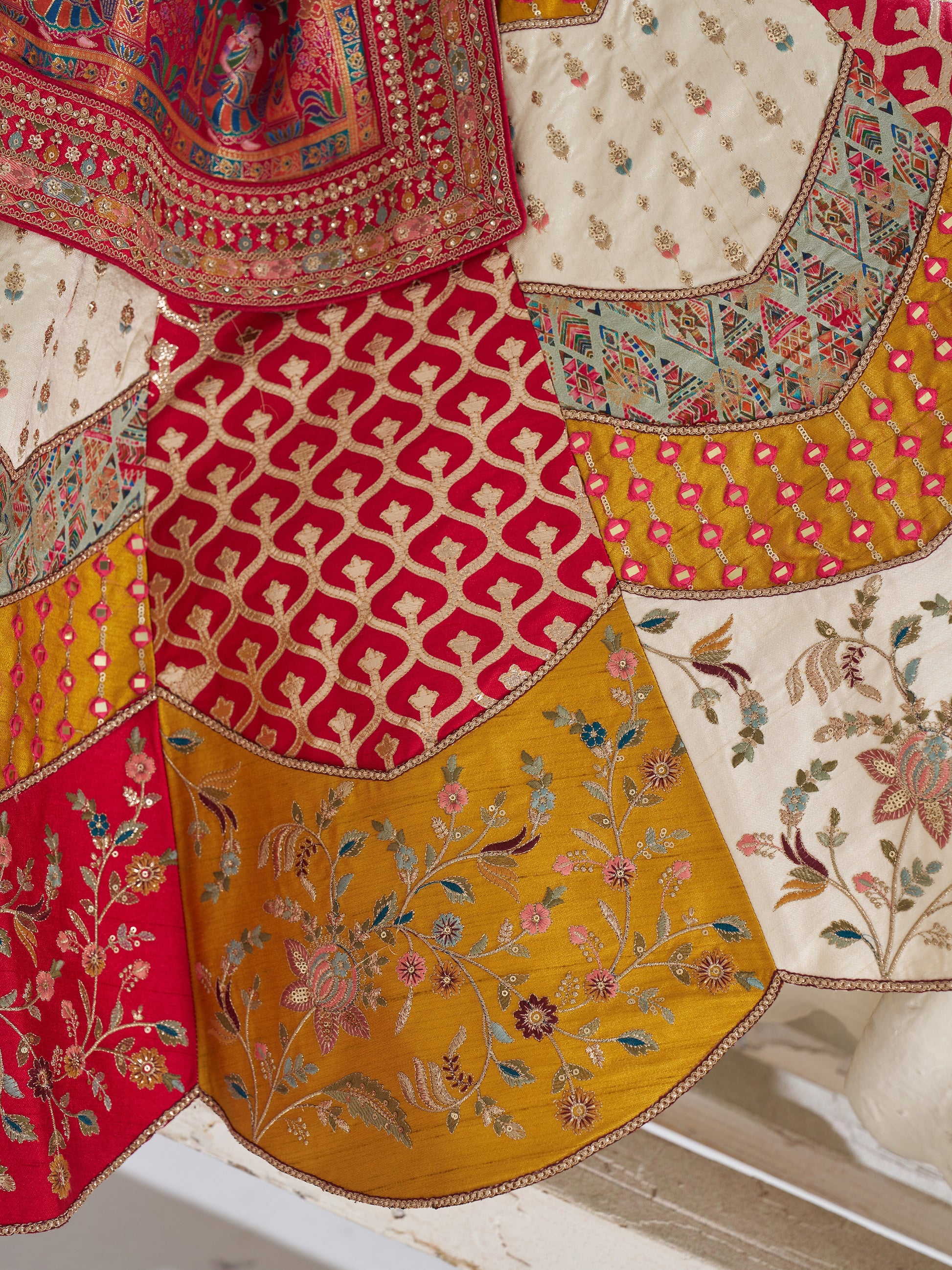 Adorable Multi-Color Thread Work Banarasi Silk Wedding Lehenga Choli