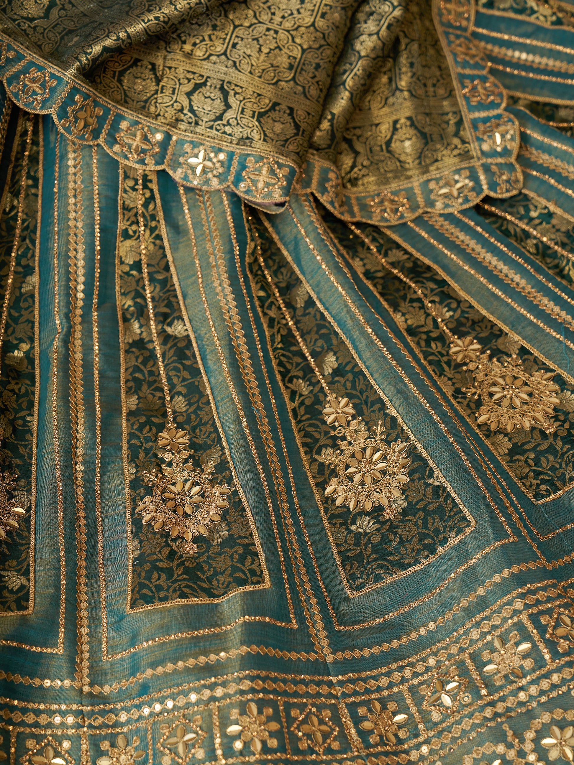Glamorous Green Zari Embroidered Tissue Silk Bridesmaid Lehenga Choli