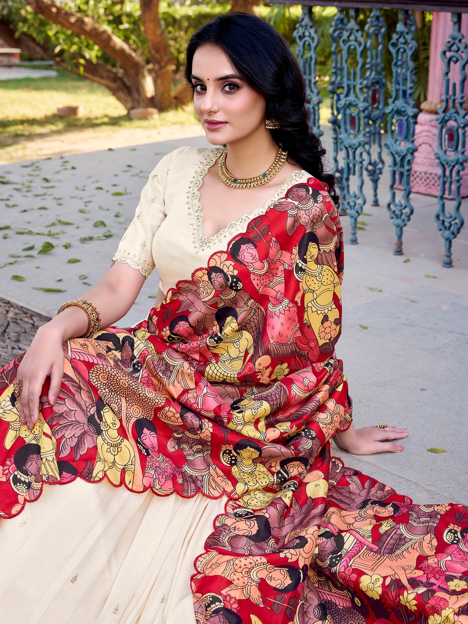 Stunning Off-White Silk Event Wear Lehenga Choli With Printed Dupatta