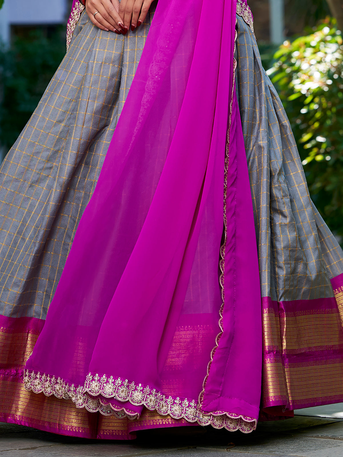 Marvelous Grey Zari Weaving Art Silk Festive Wear Half Saree Lehenga