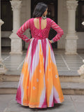 Charming Orange Gamthi Embroidery Georgette Navratri Special Gown