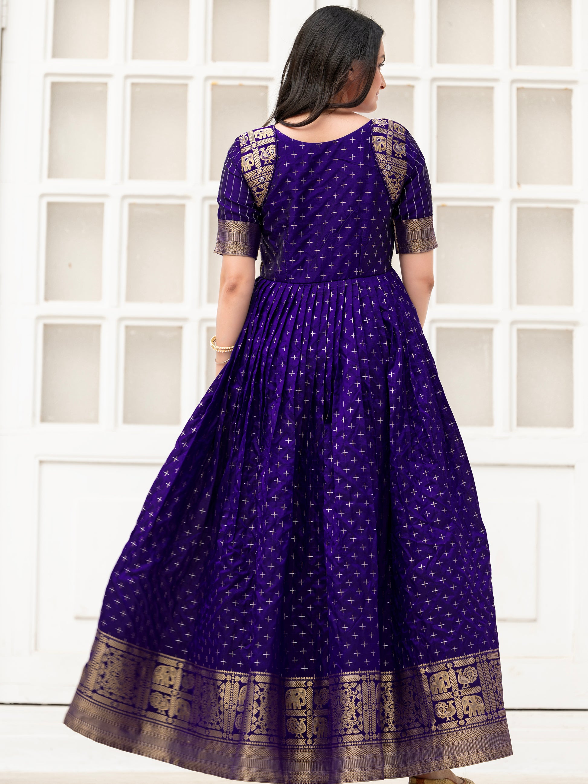 Captivating Blue Zari Weaving Silk Traditional Gown