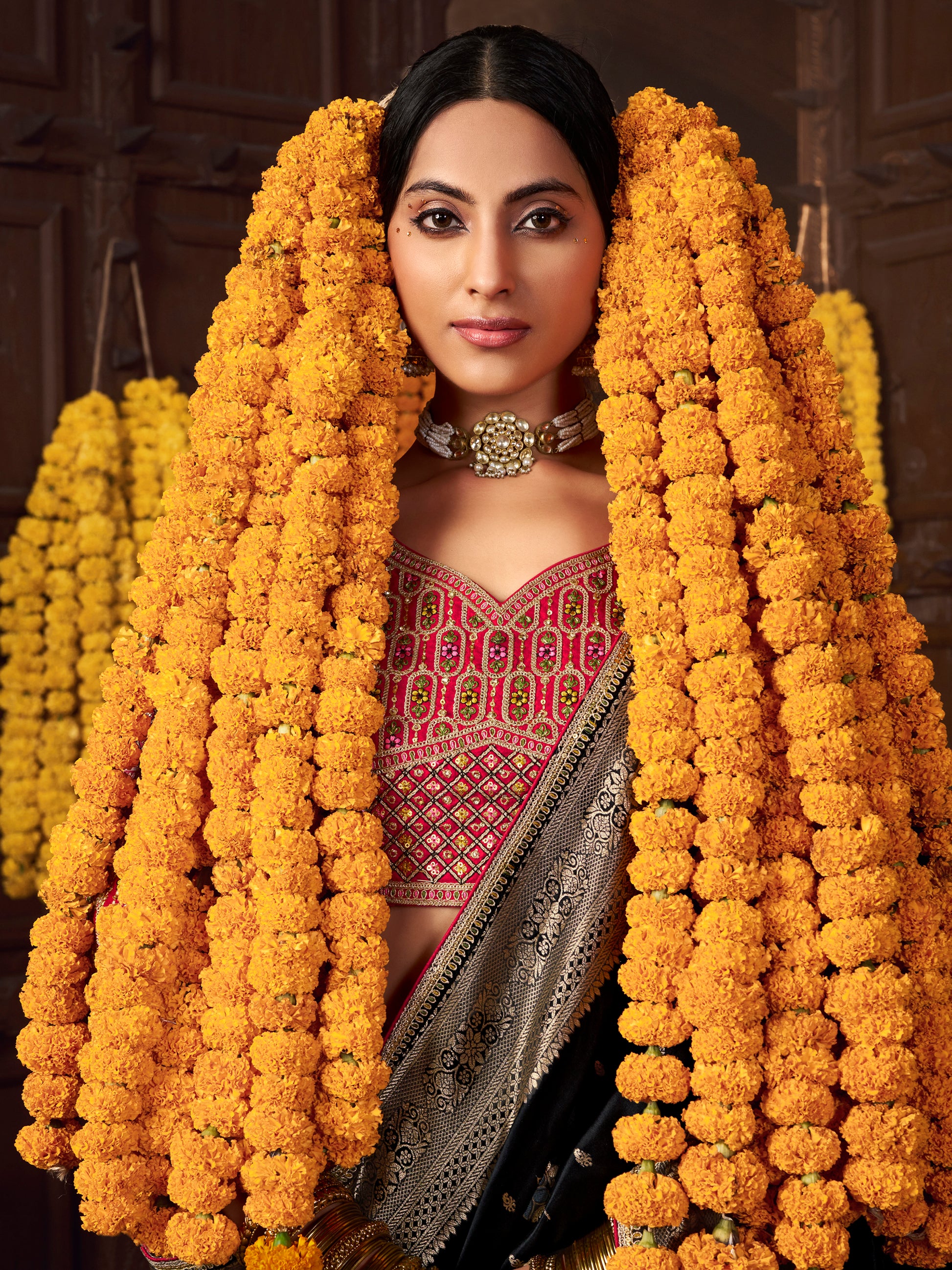 Stunning Black Zari Weaving Silk Traditional Saree With Blouse