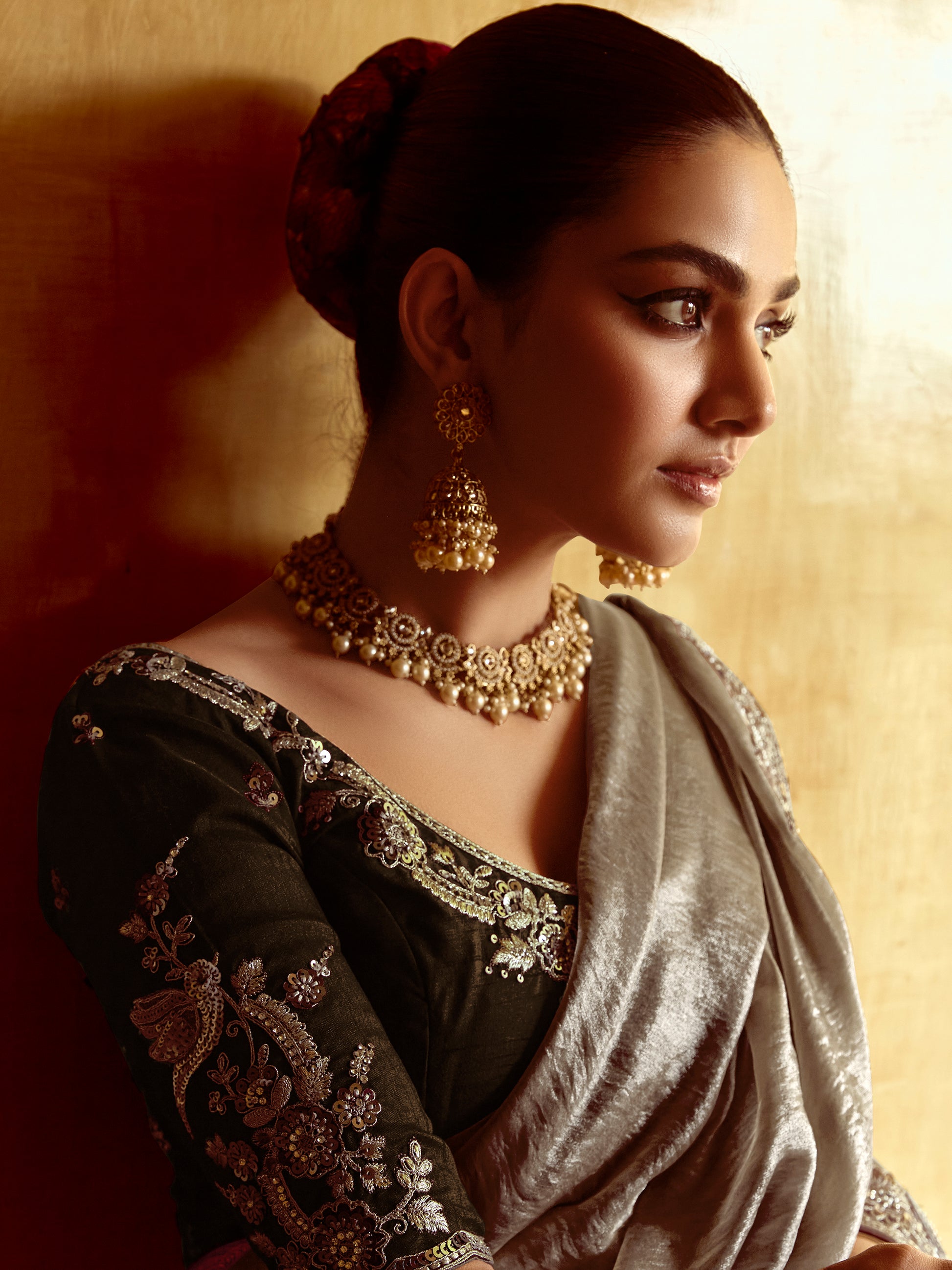 Amazing Grey Sequins Organza Traditional Wear Saree With Blouse