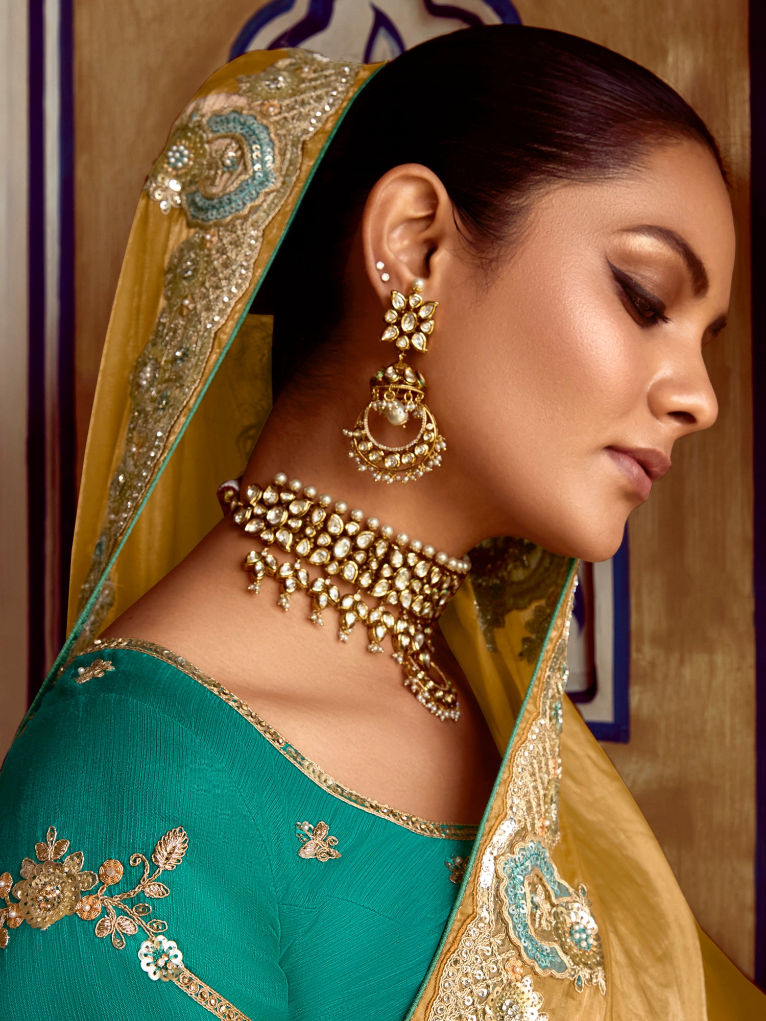 Astonishing Mustered Yellow Organza Silk Bridal Saree With Blouse