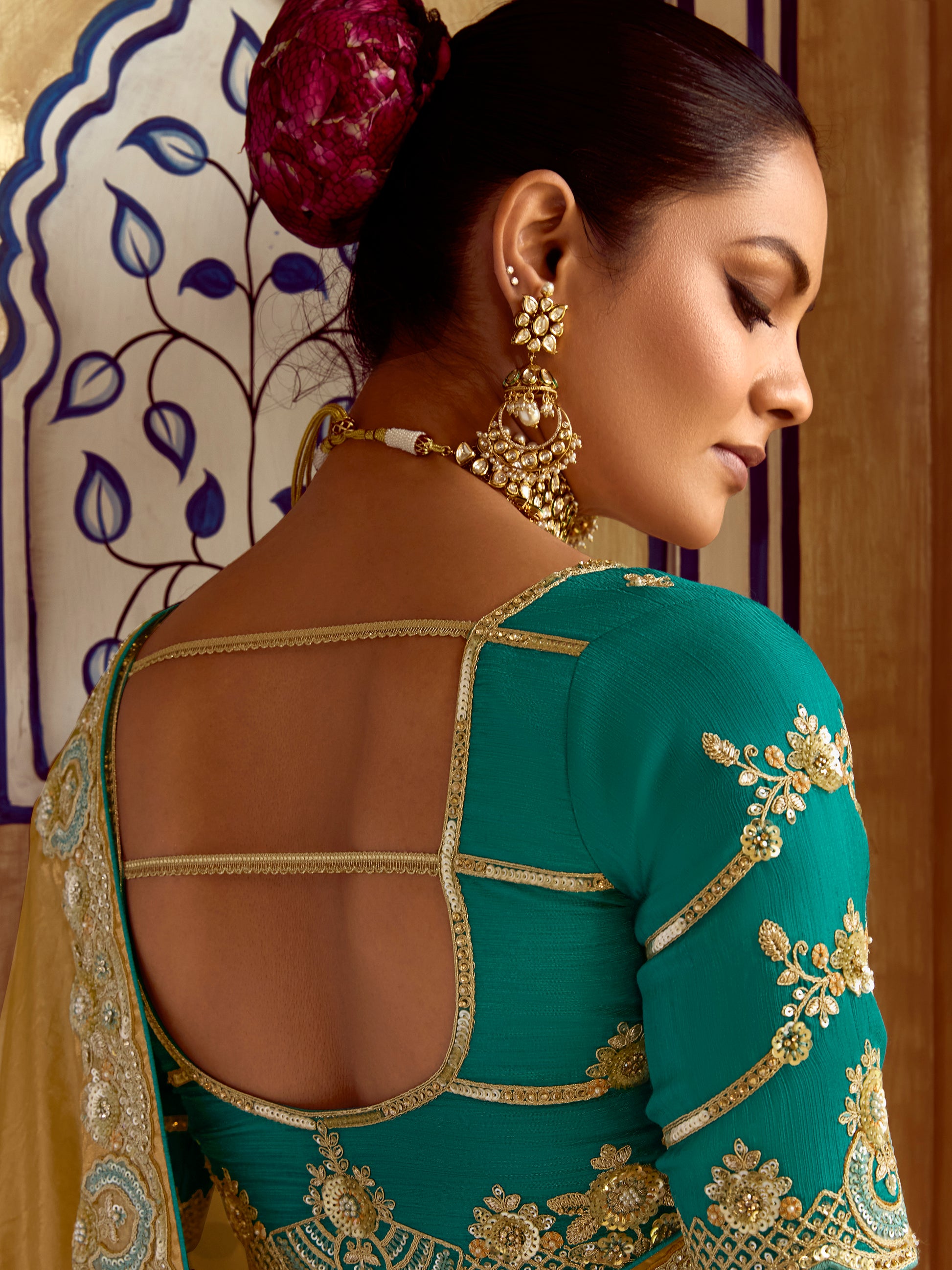 Astonishing Mustered Yellow Organza Silk Bridal Saree With Blouse