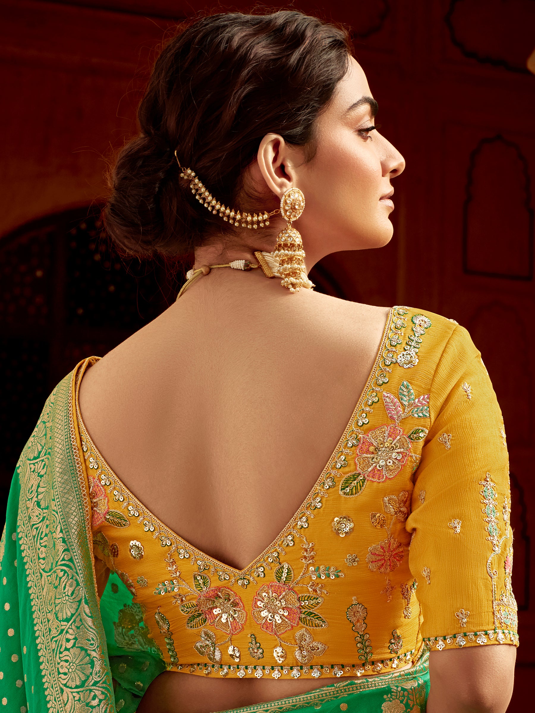 Captivating Green Zari Weaving Dola Silk Festive Wear Saree