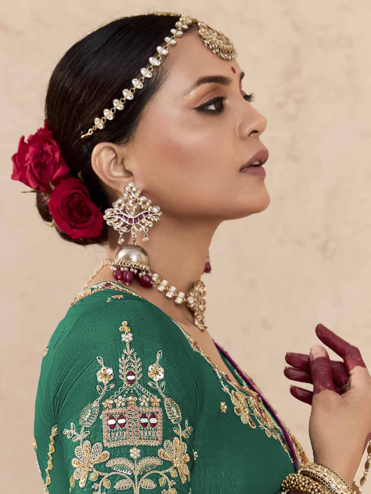 Fabulous Purple Thread Embroidered Viscose Wedding Wear Saree