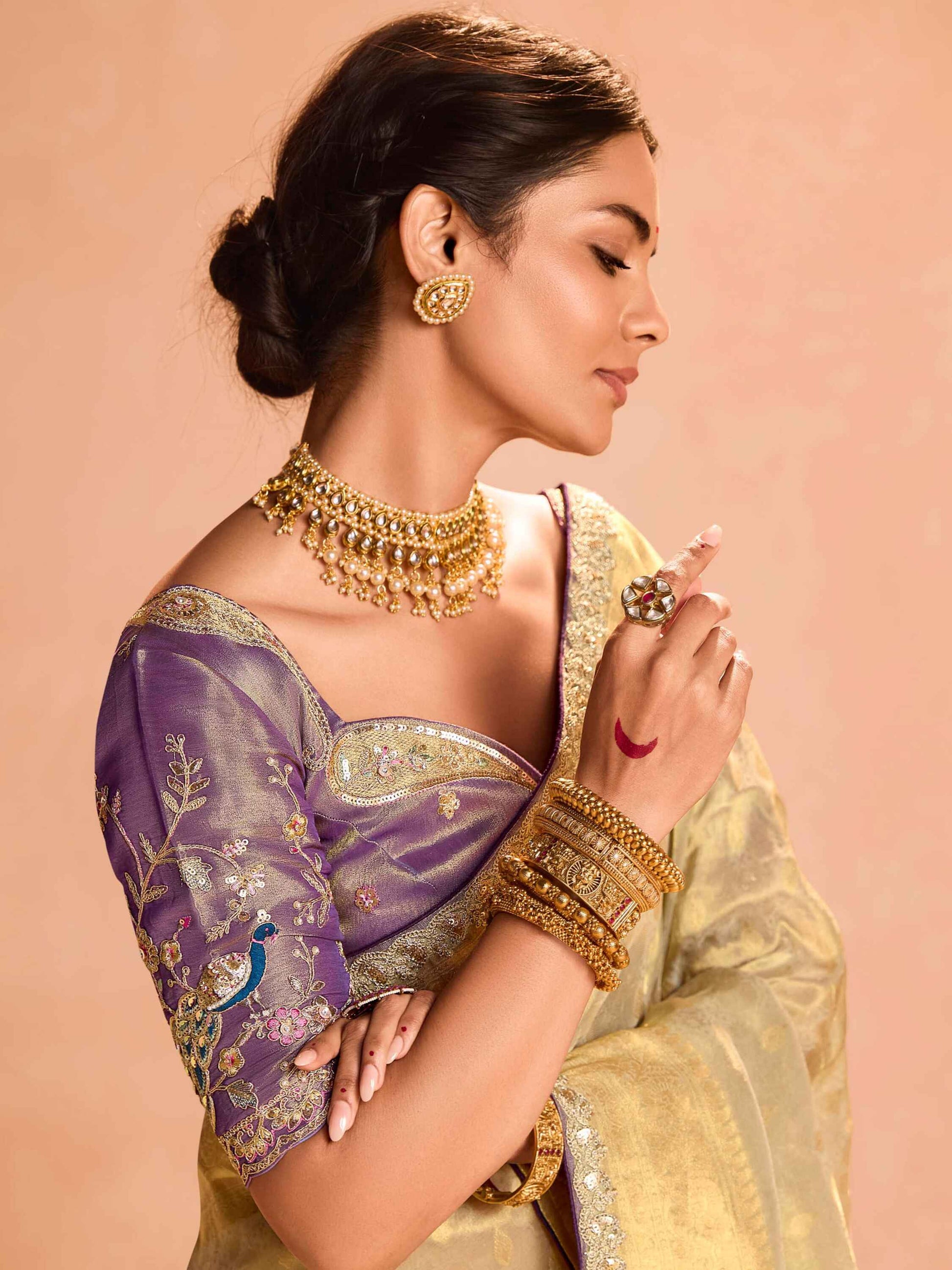 Surprising Ivory Color Zari Weaving Silk Festival Wear Saree