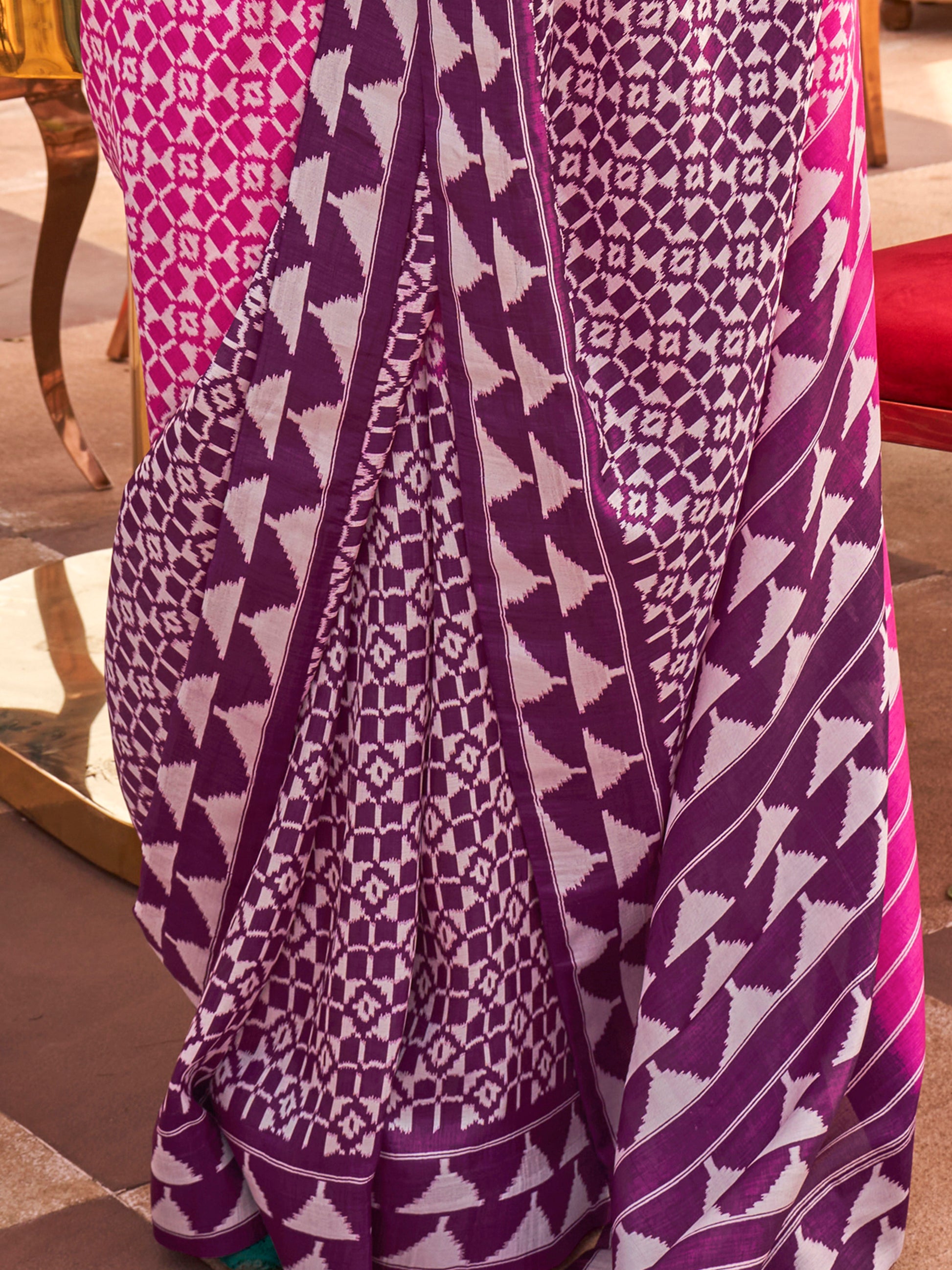 Incredible Pink Digital Printed Silk Festival Wear Saree With Blouse