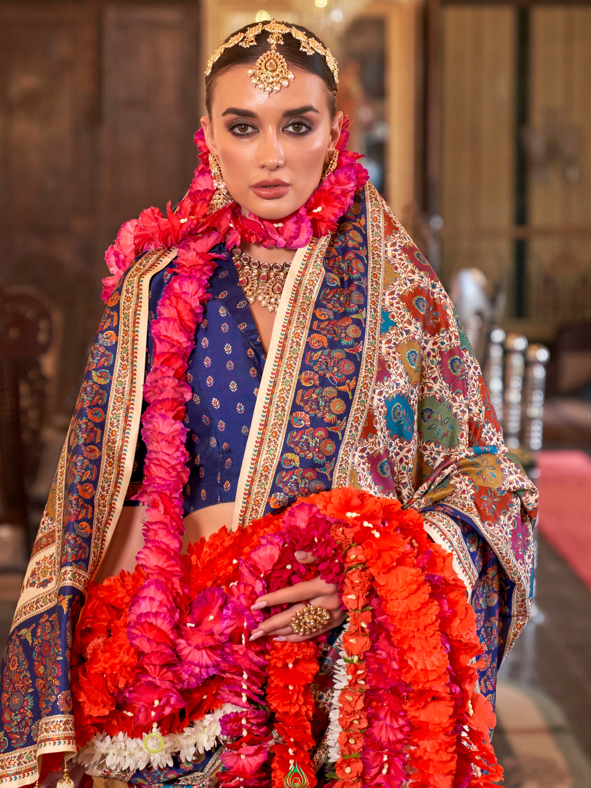 Enchanting Cream Foil Printed Silk Casual Wear Saree With Blouse