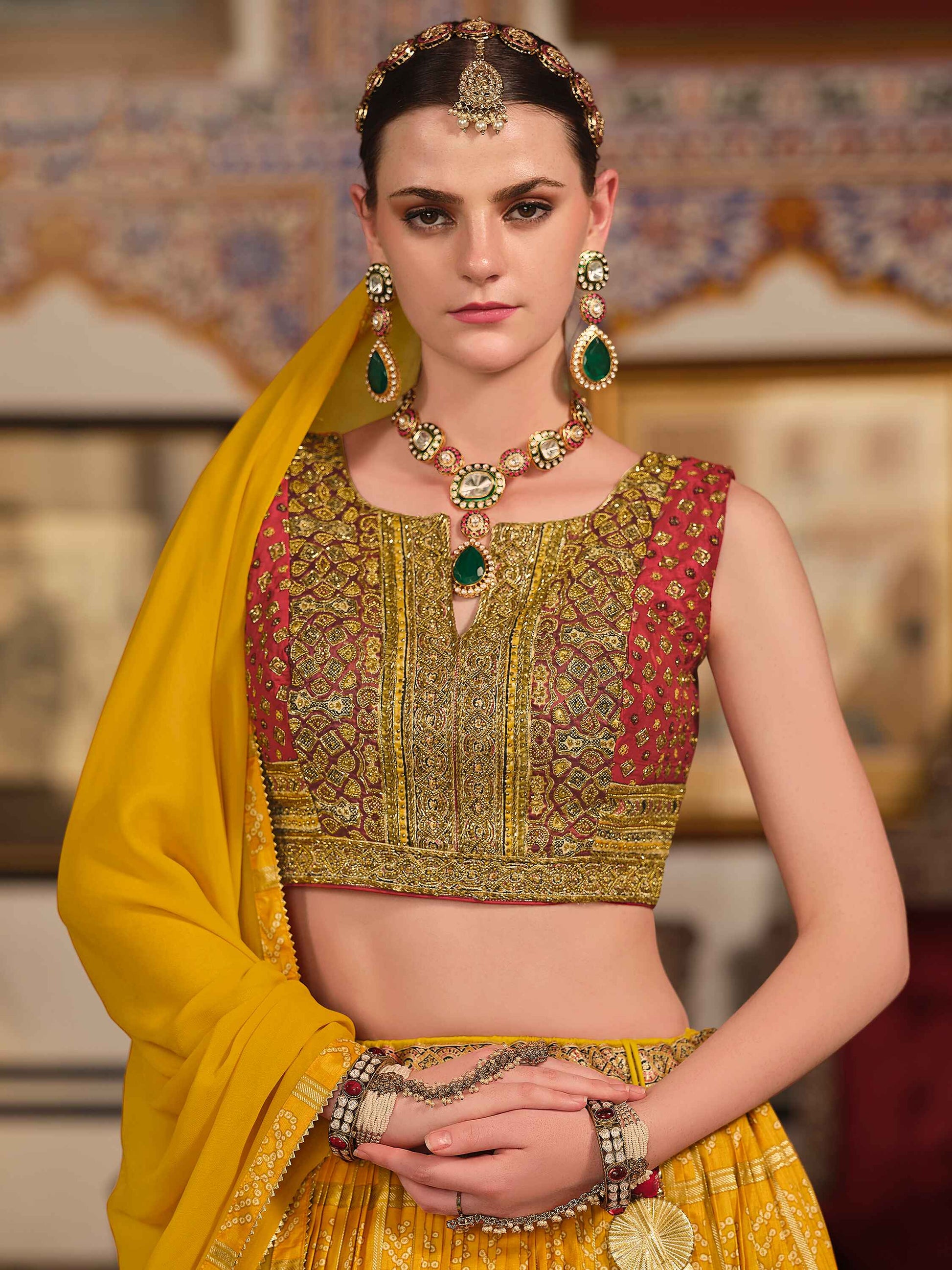 Ravishing Yellow Foil Print Silk Haldi Wear Lehenga Choli With Dupatta