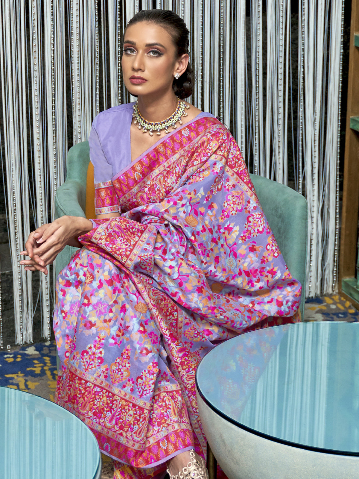 Enchanting Purple Weaving Silk Festive Wear Saree With Blouse