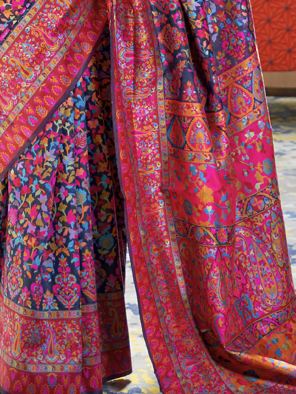 Extraordinary Navy Blue Weaving Silk Designer Saree With Blouse
