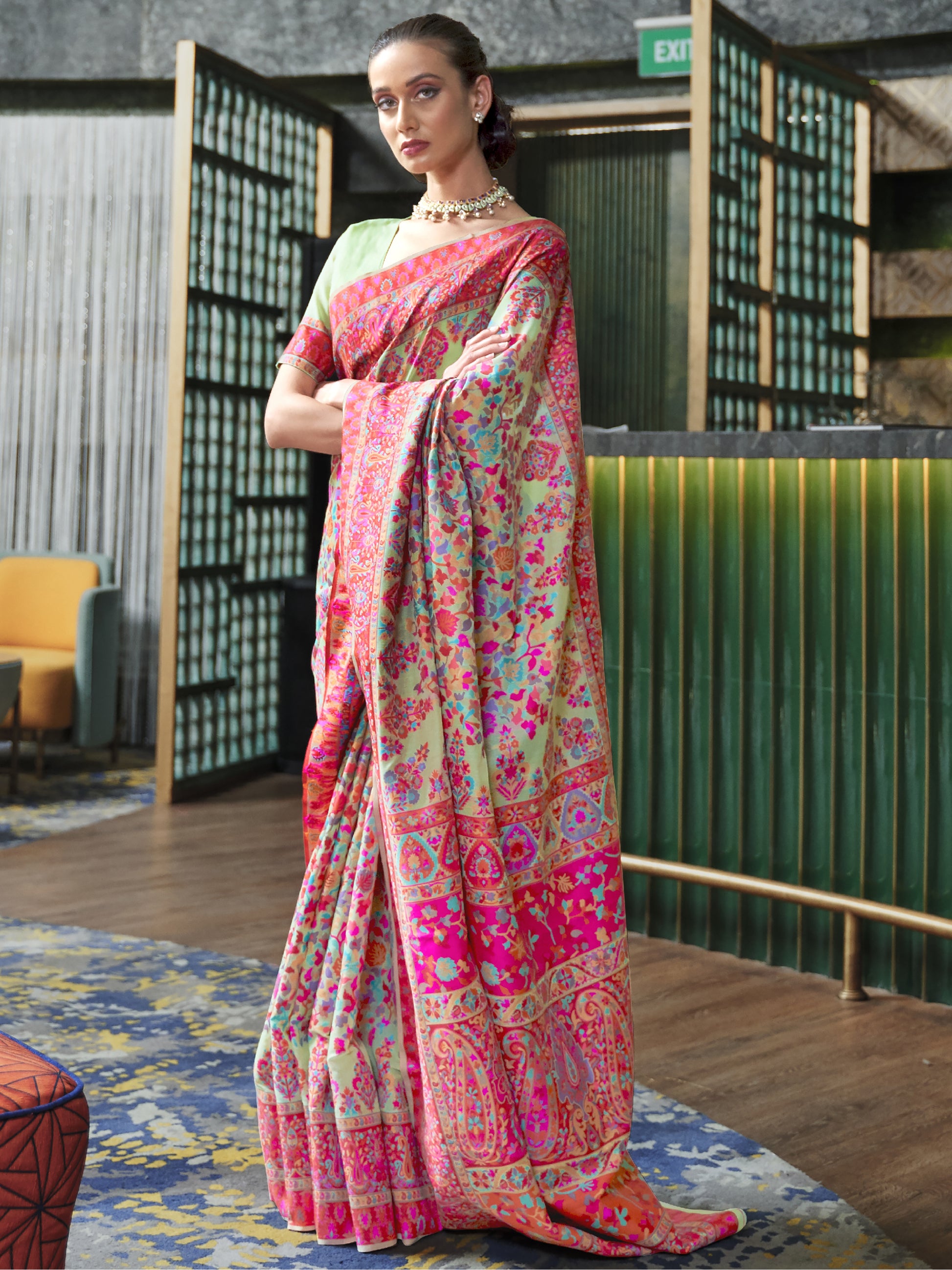 Fabulous Green Weaving Silk Traditional Saree With Blouse