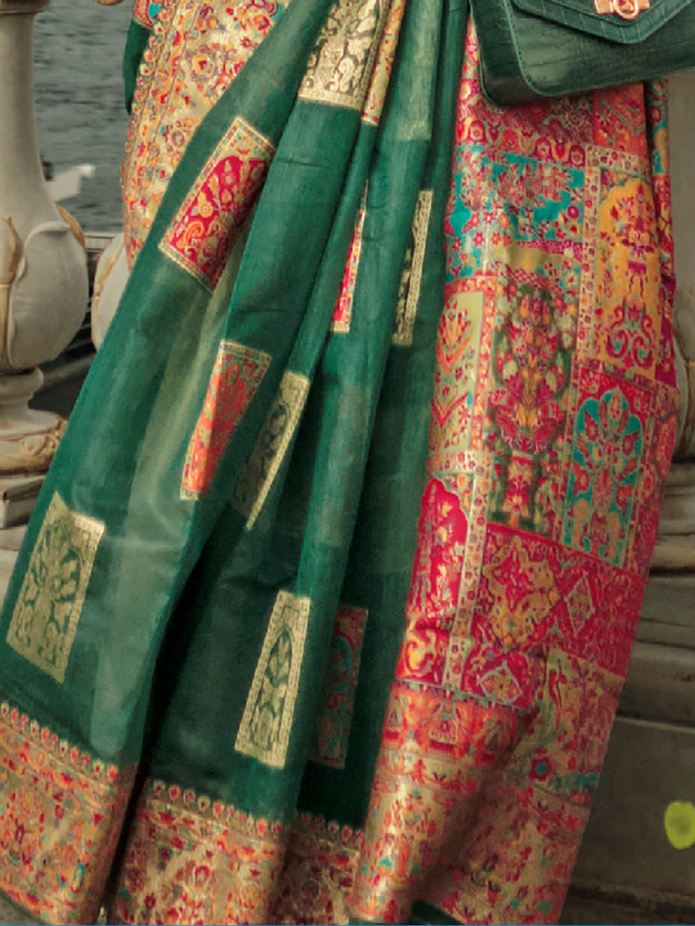 Enchanting Green Zari Woven Silk Festive Wear Saree With Blouse