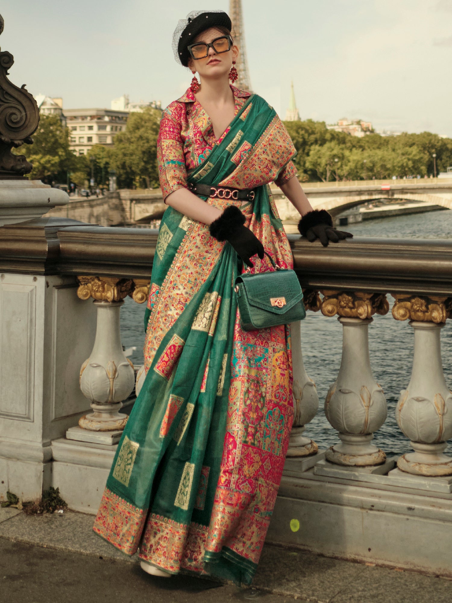 Enchanting Green Zari Woven Silk Festive Wear Saree With Blouse