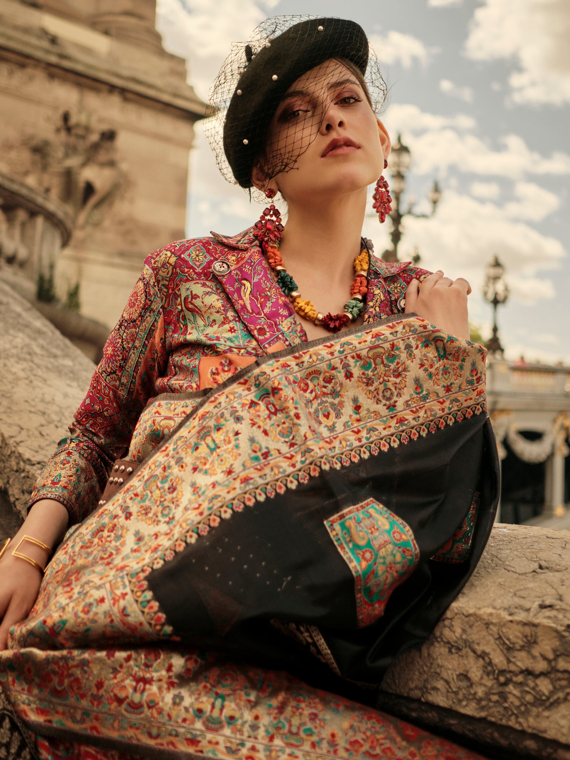 Awesome Black Zari Weaving Silk Events Wear Saree With Blouse