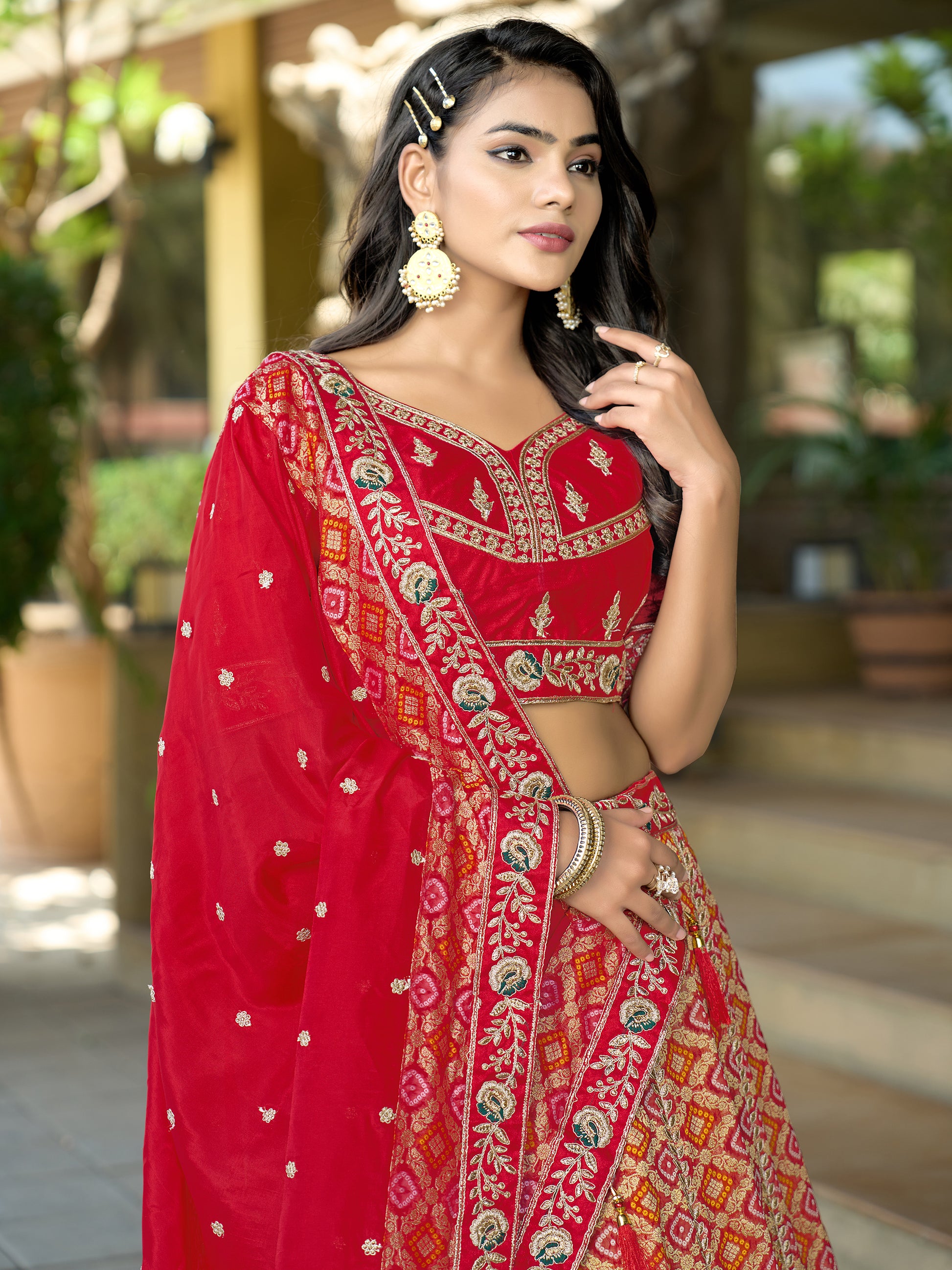 Mesmerizing Red Zari Weaving Silk Bridal Lehenga Choli With Dupatta
