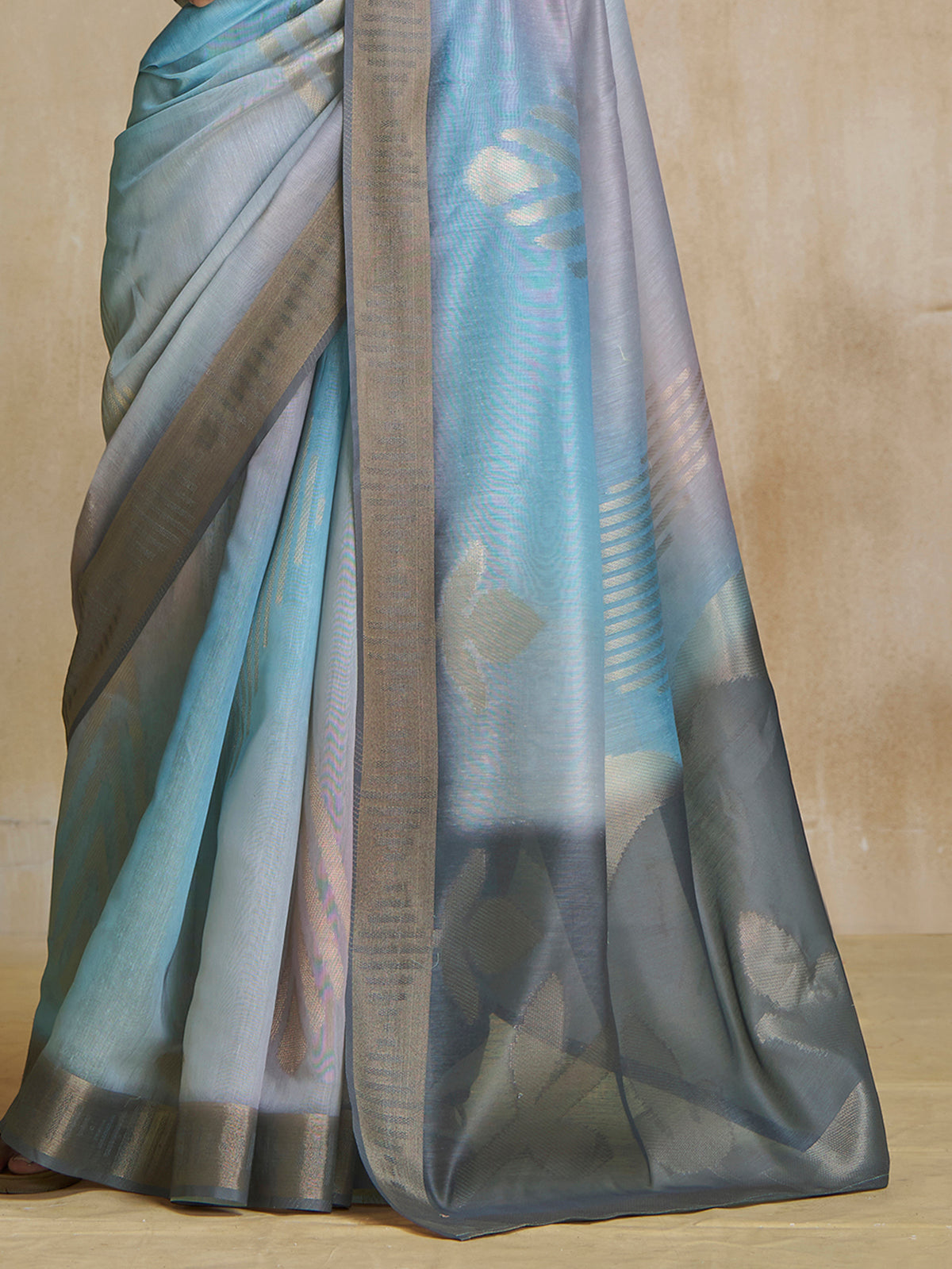 Charming Blue Digital Printed Silk Festival Wear Saree With Blouse