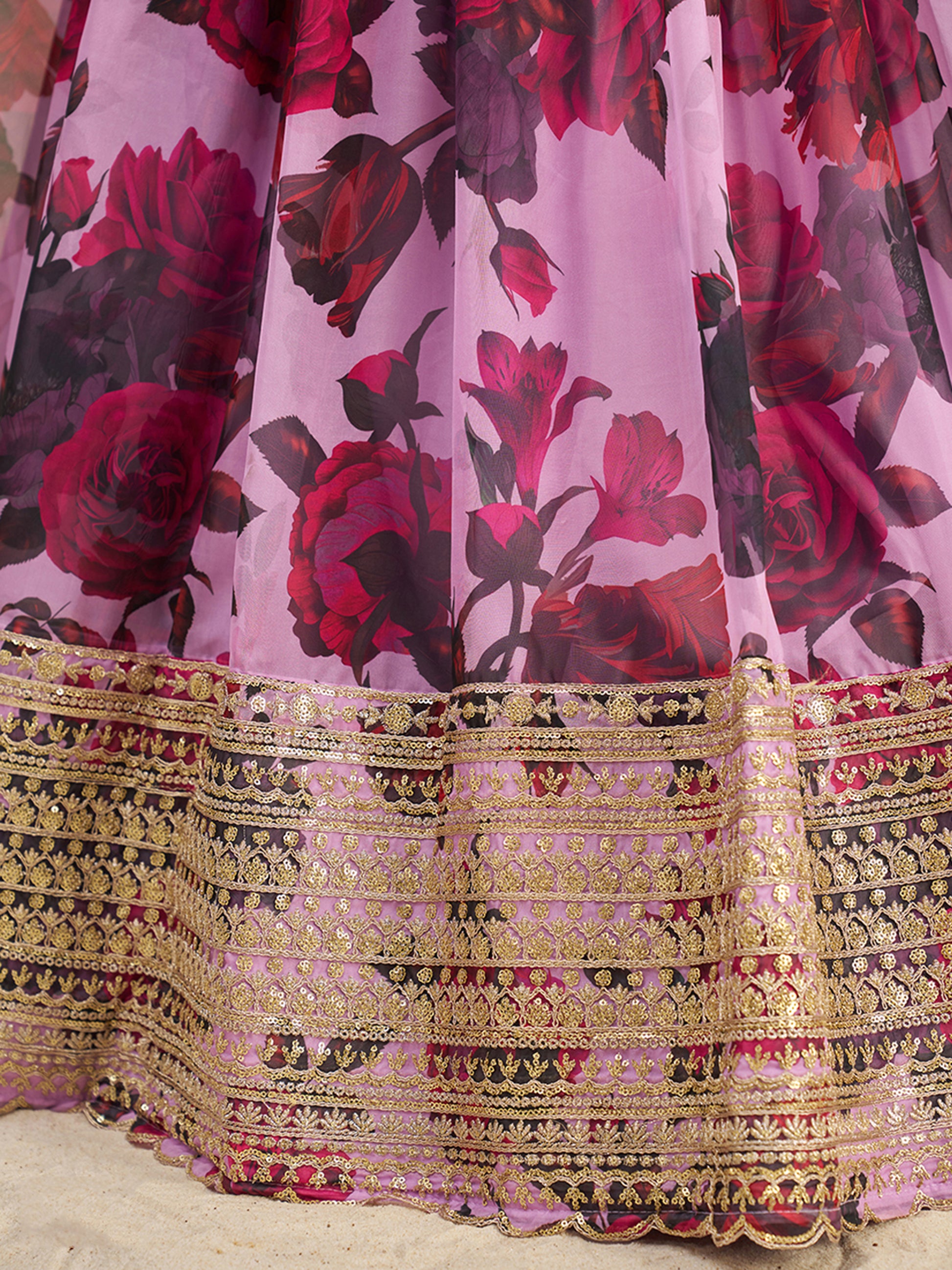 Beautiful Baby Pink Printed Organza Festival Wear Lehenga Choli
