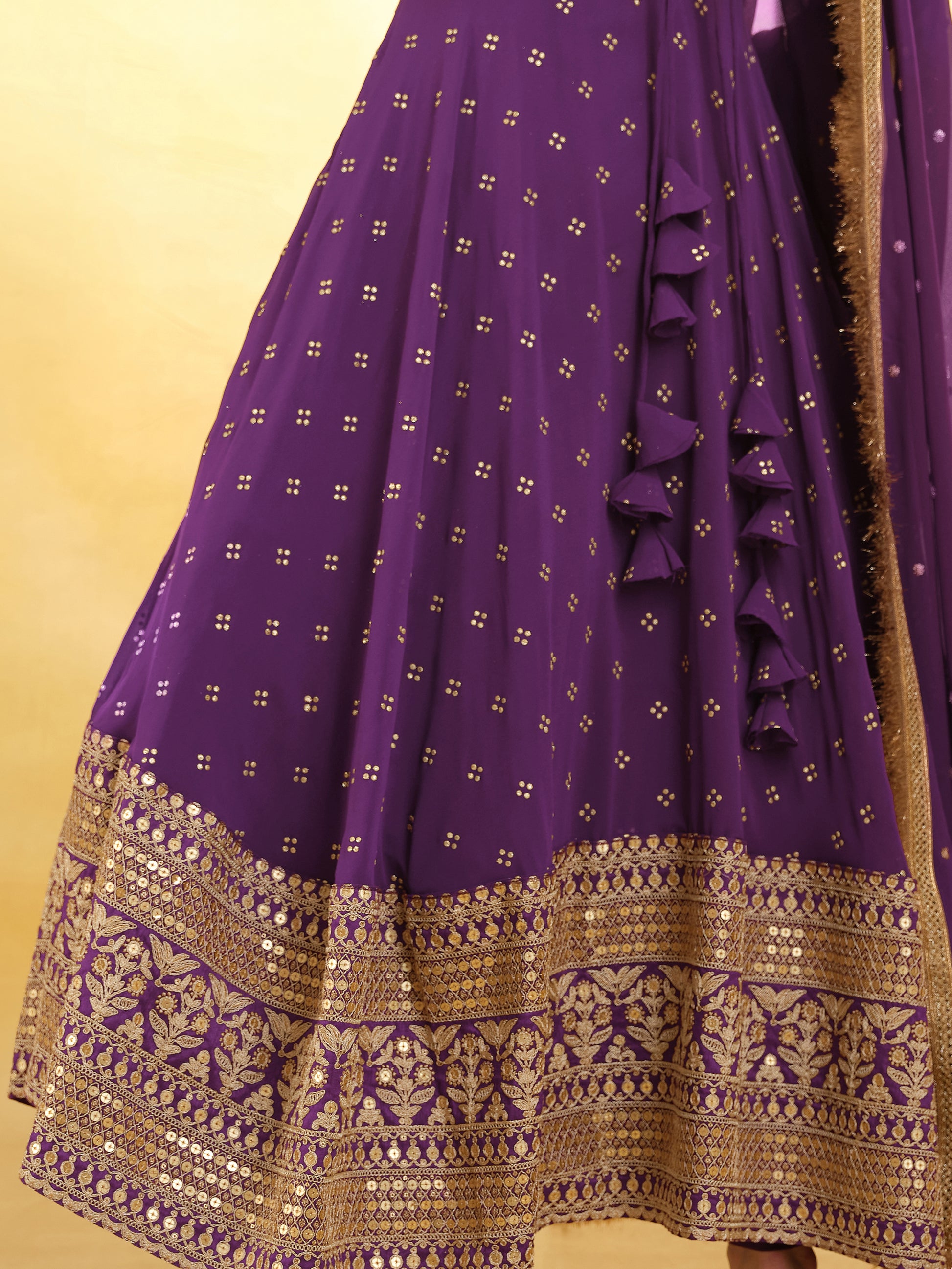 Enchanting Purple Embroidered Georgette Reception Wear Salwar Suit