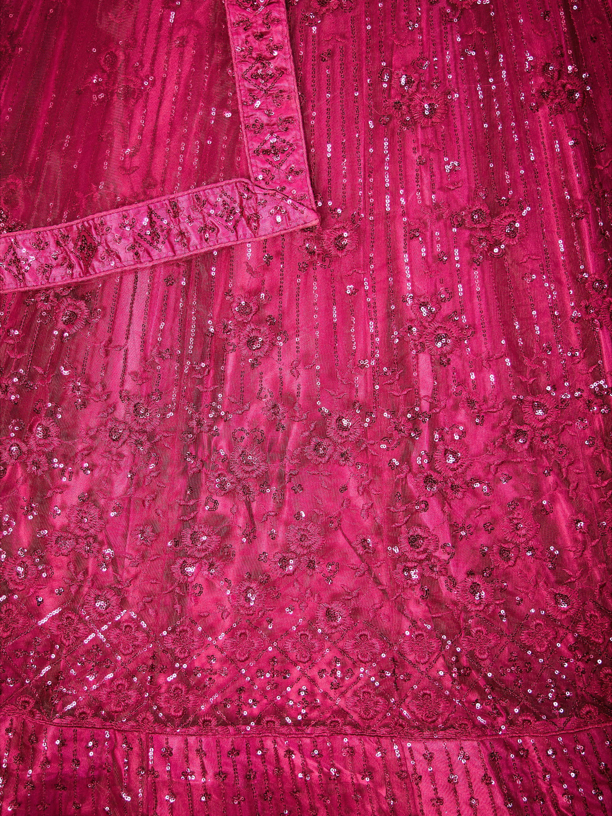 Adorable Pink Sequins Net Bridal Lehenga Choli With Dupatta