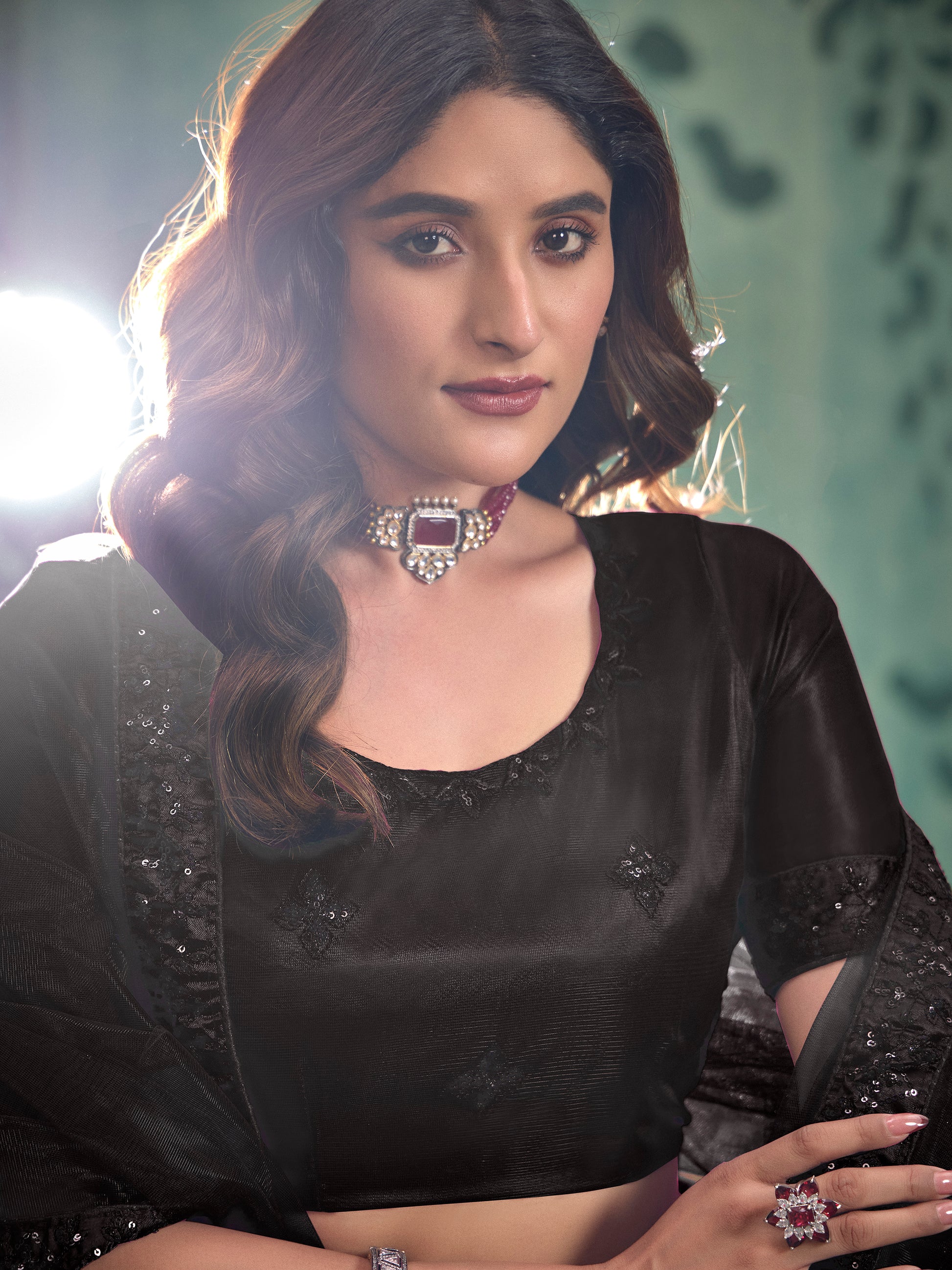 Gorgeous Black Thread Work Net Party Wear Lehenga Choli With Dupatta
