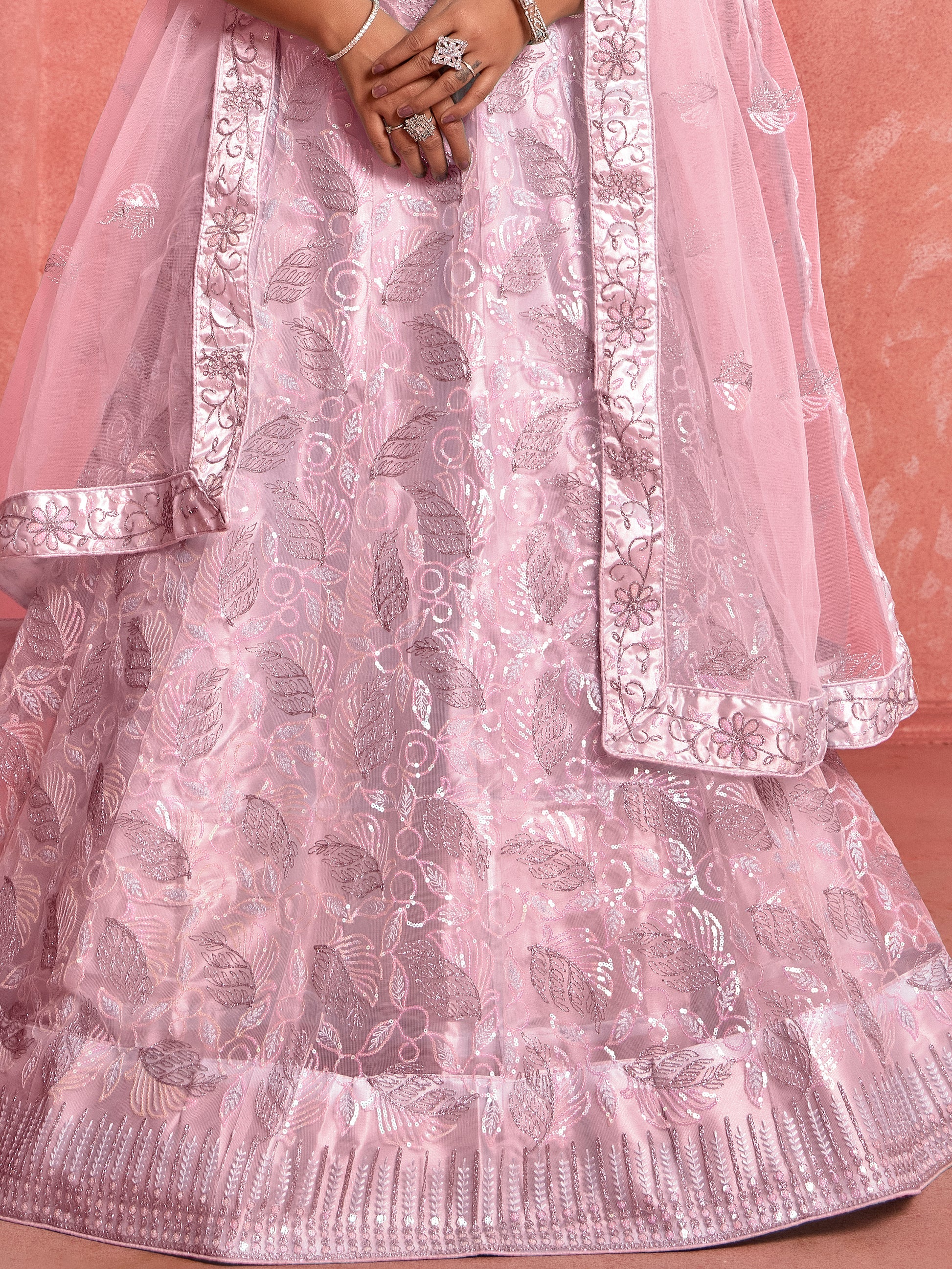 Precious Pink Sequins Net Traditional Lehenga Choli With Dupatta