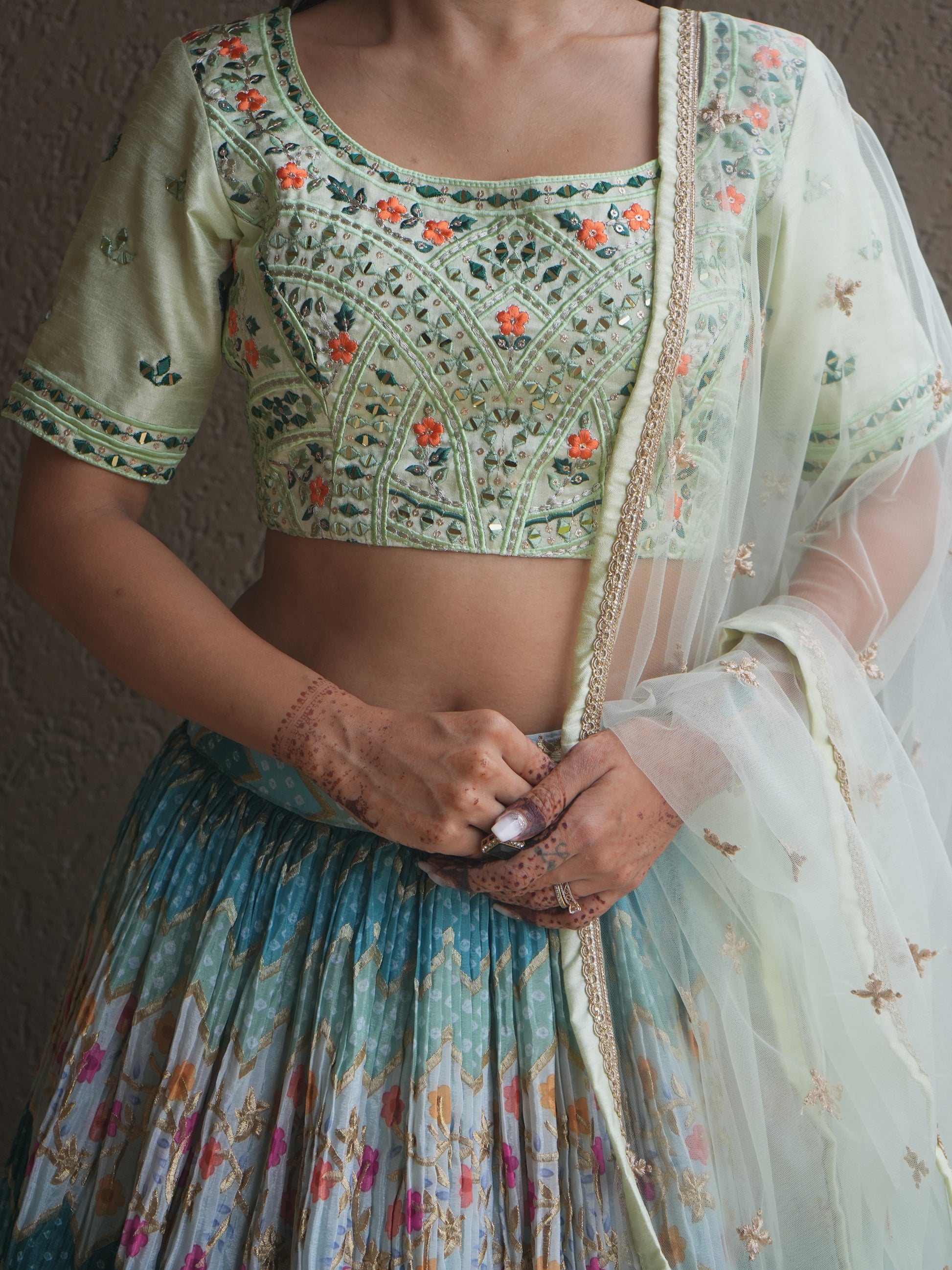 Attractive Multi Color Floral Printed Chinon Festival Wear Lehenga Choli